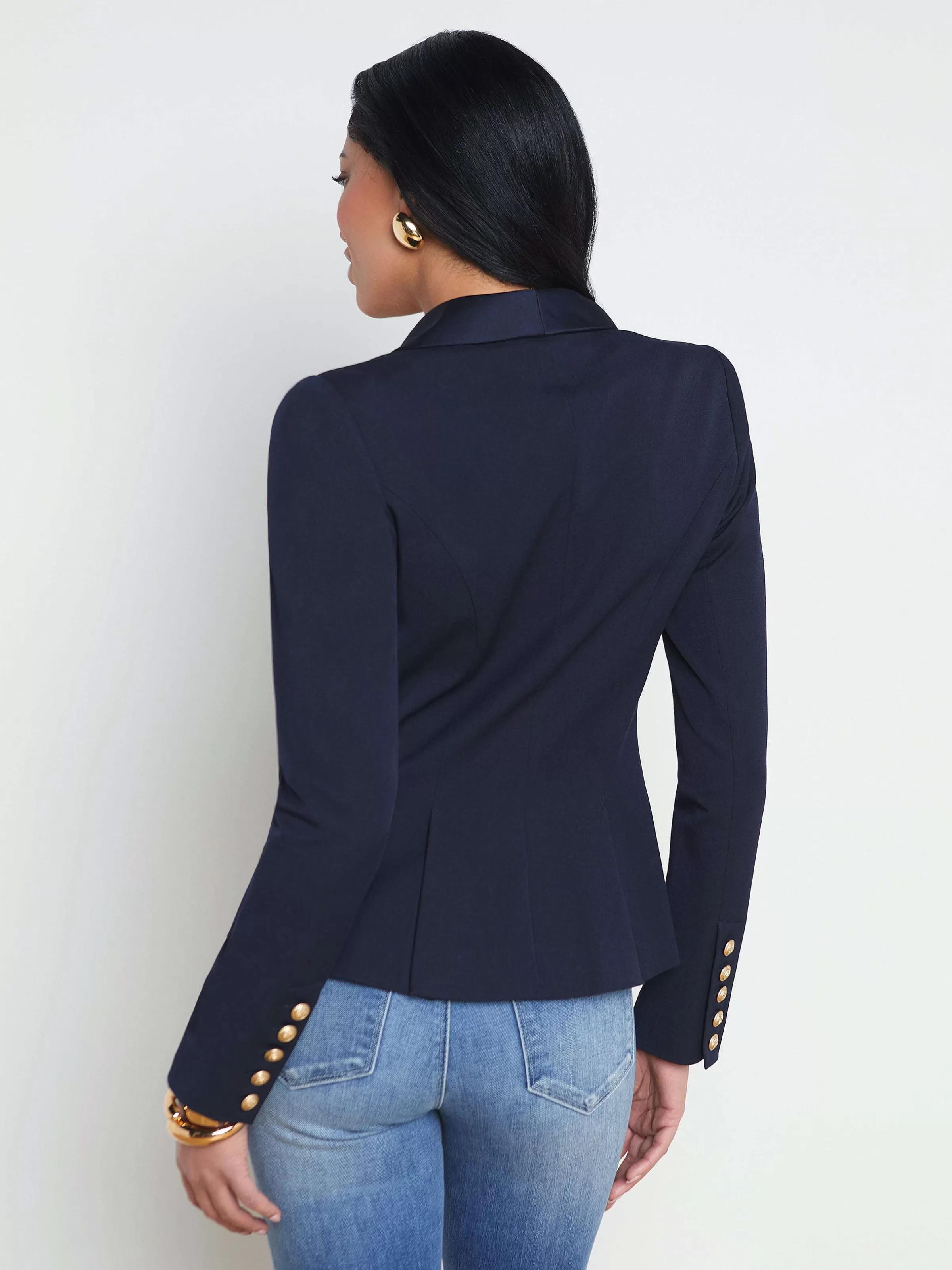 Sale L'AGENCE Blazer A Revers En Satin Imogen Minuit