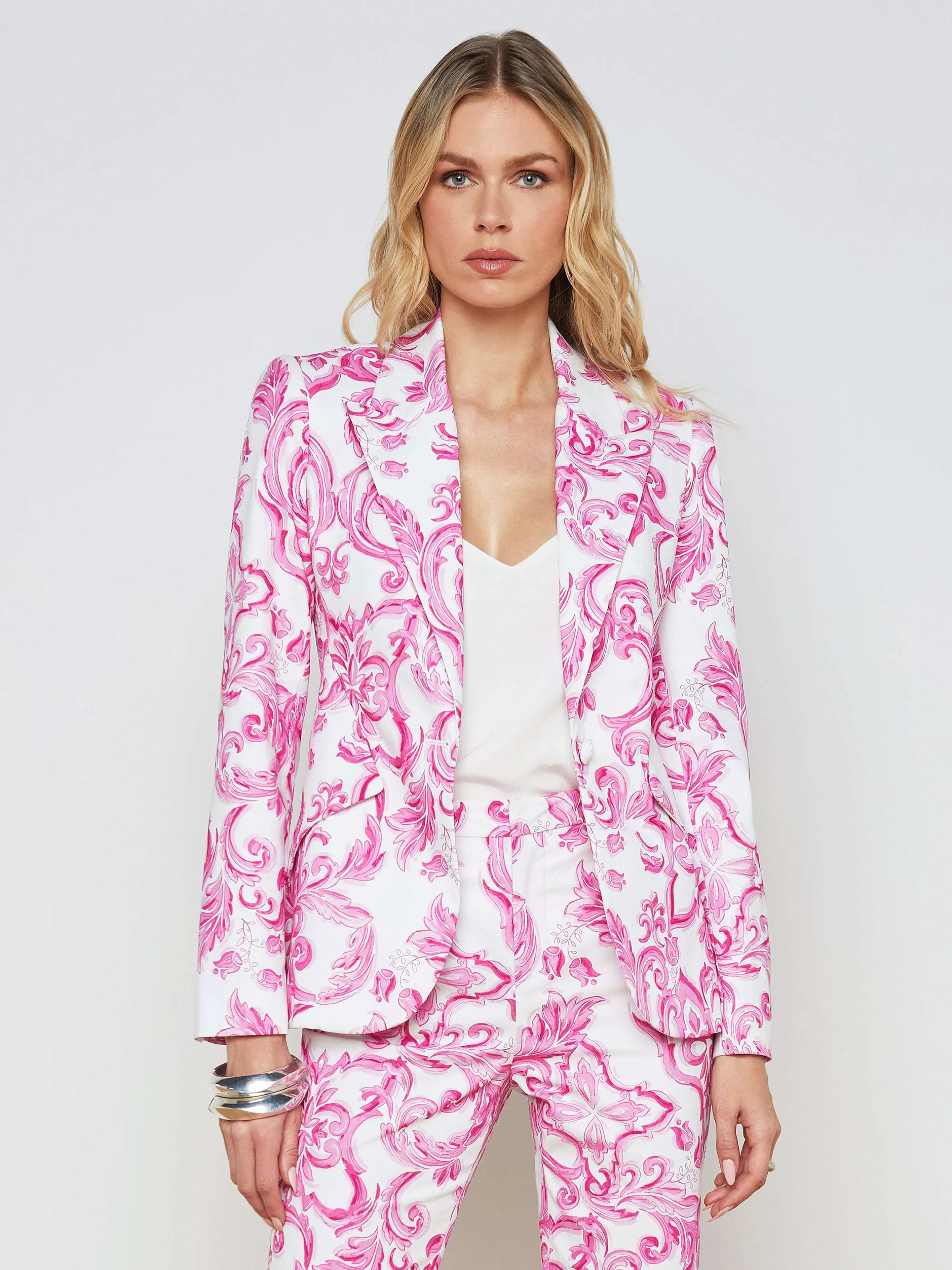 Cheap L'AGENCE Blazer Chambellan Carrelage Mediterraneen Blanc/Rose