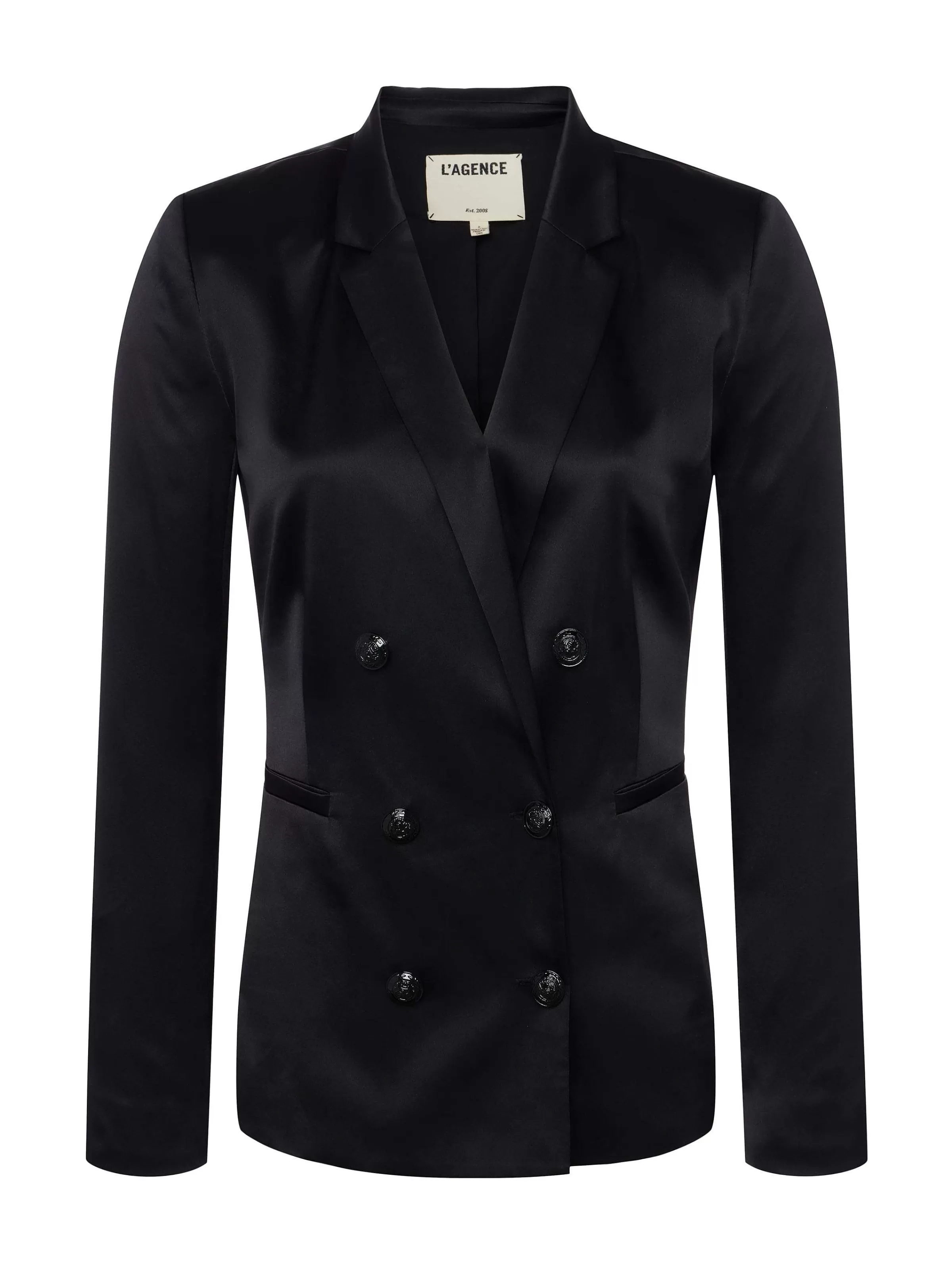 Clearance L'AGENCE Blazer En Charmeuse De Soie Colin Noir