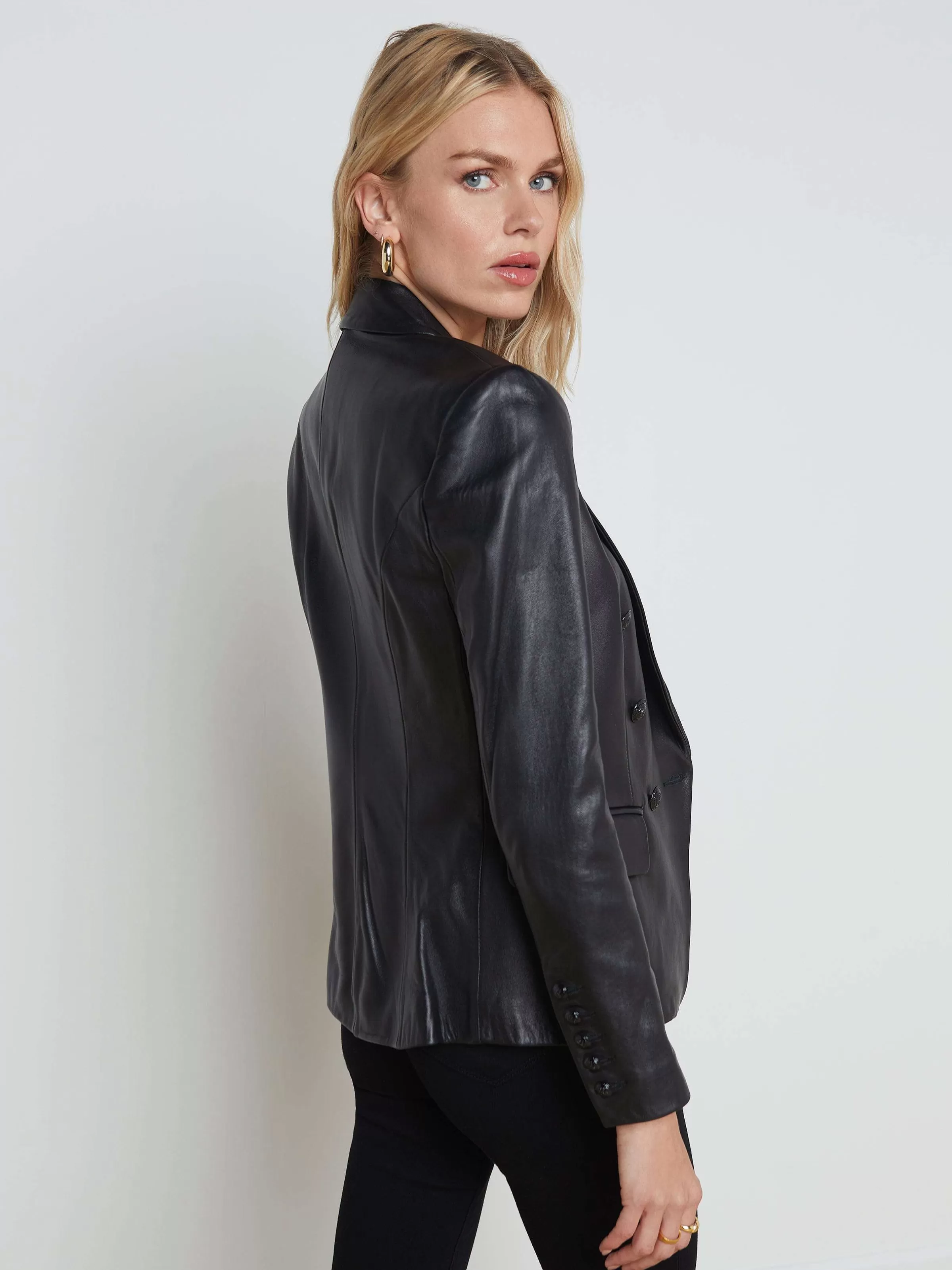 Flash Sale L'AGENCE Blazer En Cuir Kenzie Noir Noir