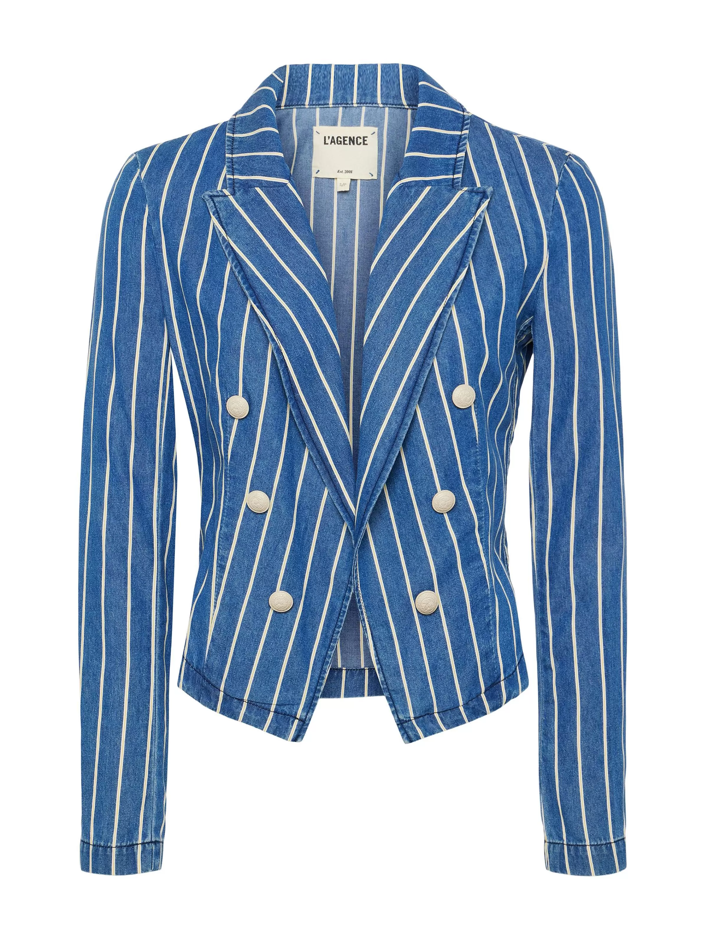 Sale L'AGENCE Blazer En Jean Raye Wayne Rayure En Jean