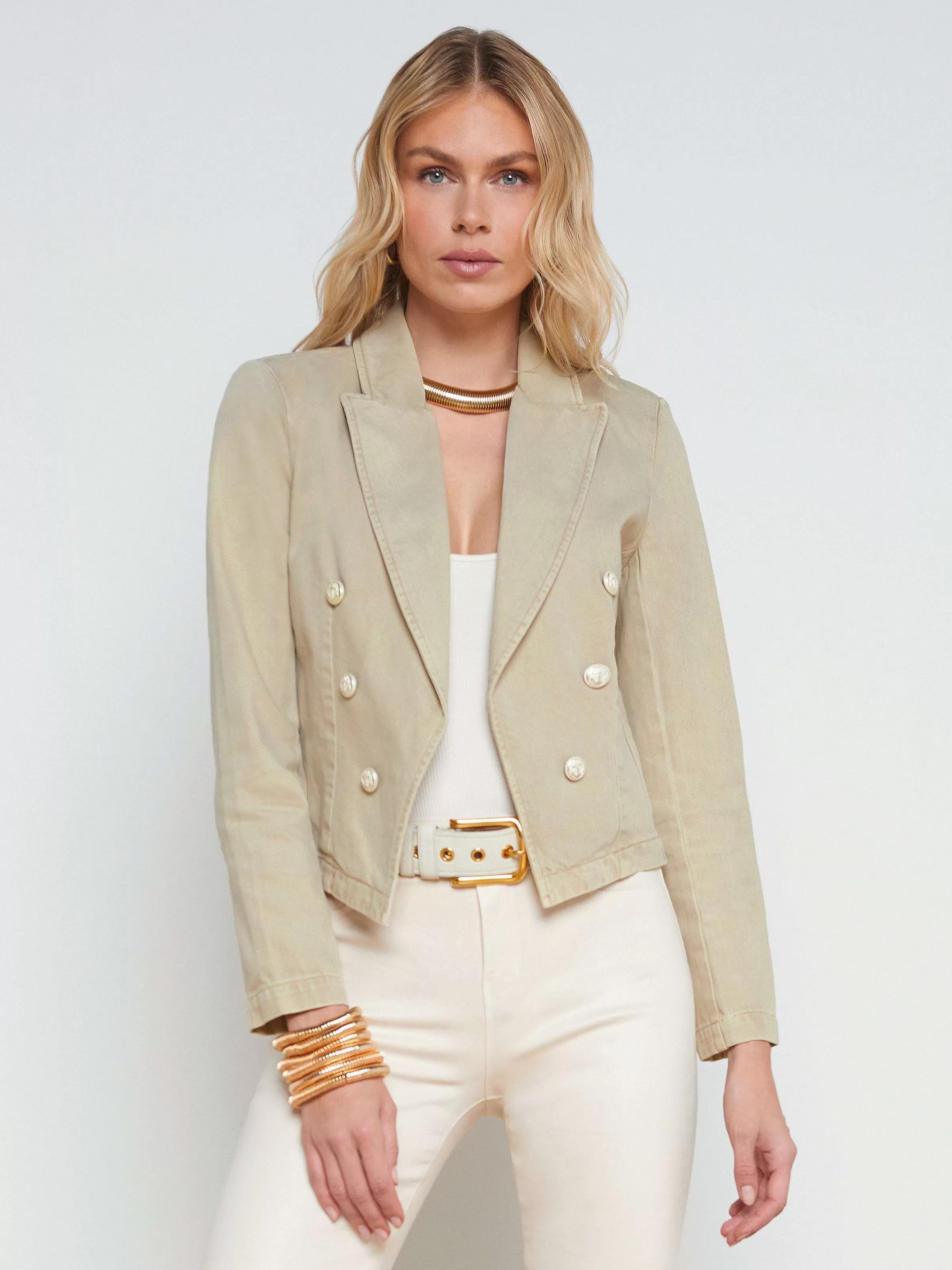 Flash Sale L'AGENCE Blazer En Jean Wayne Dune De Sable