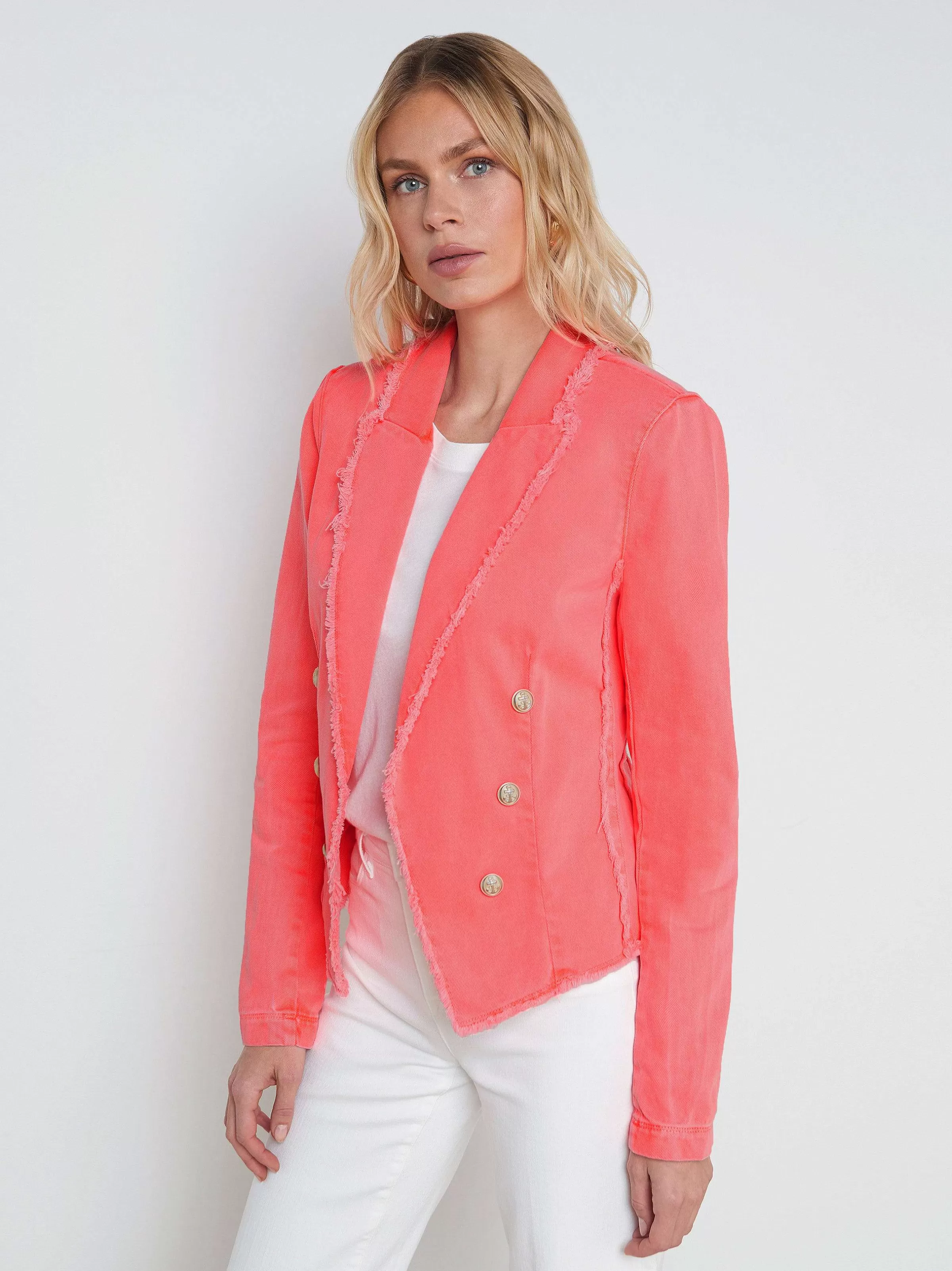 New L'AGENCE Blazer En Jean Wayne Corail Neon Doux