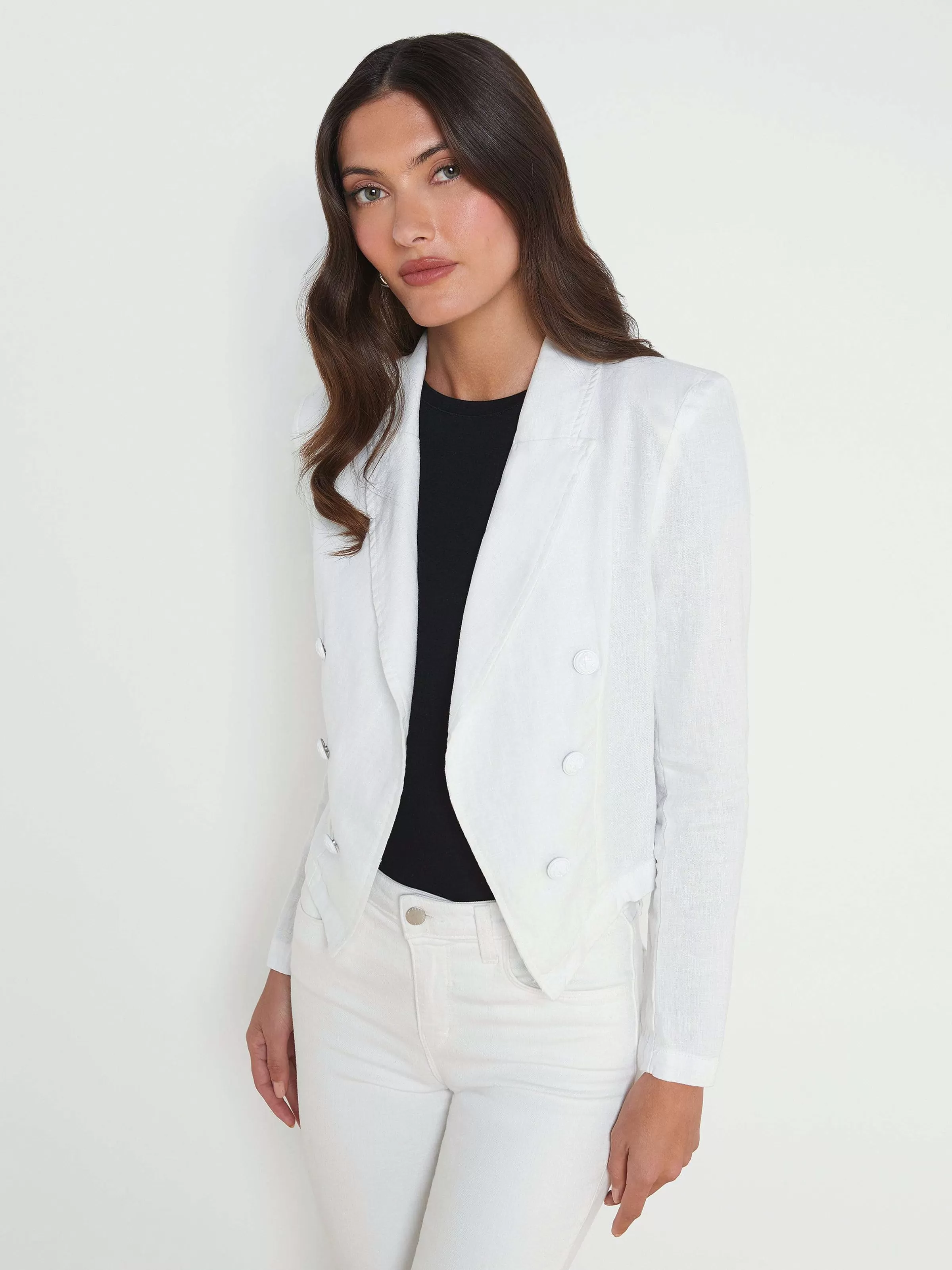 Shop L'AGENCE Blazer En Lin Wayne Blanc