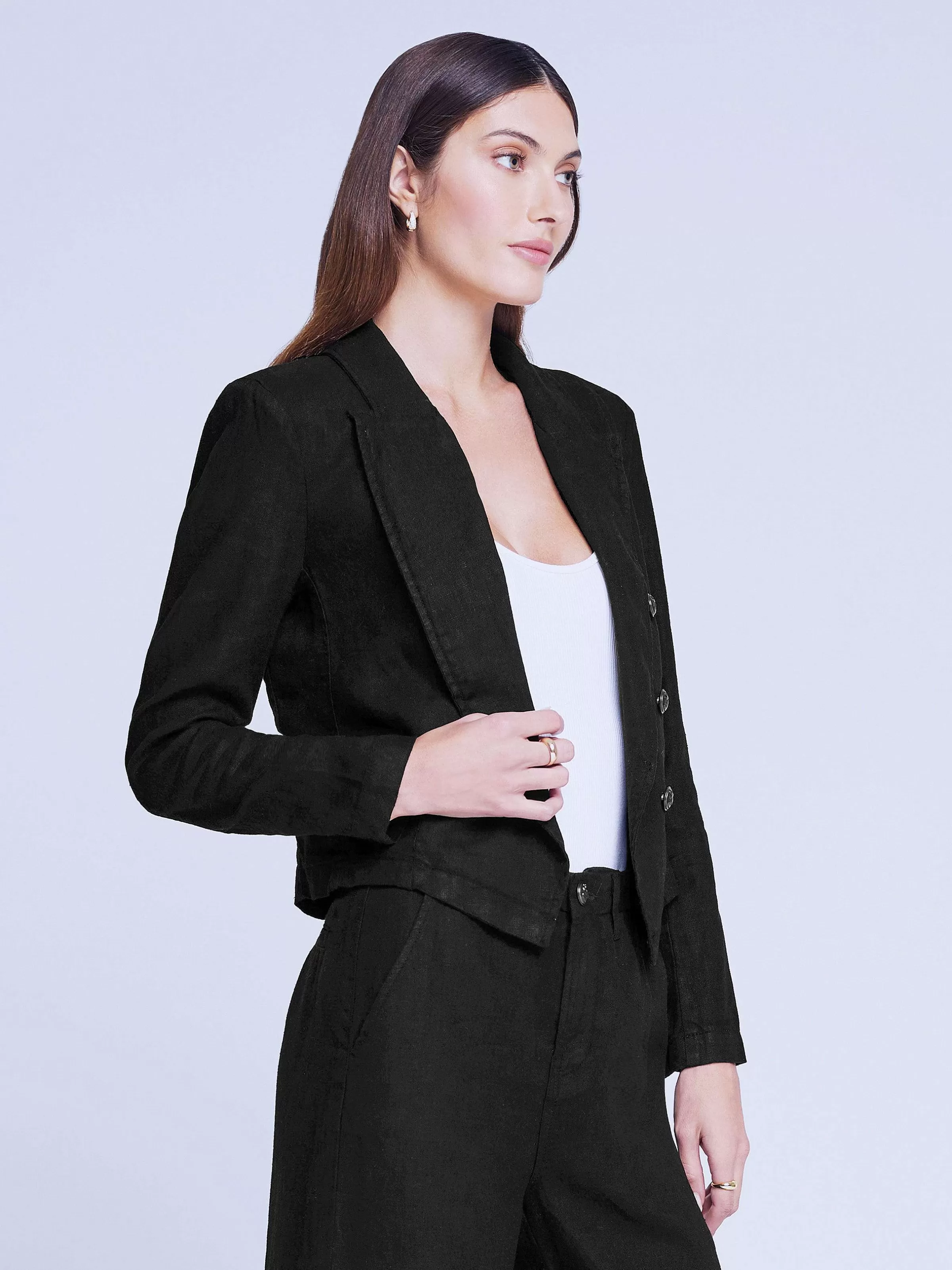 Cheap L'AGENCE Blazer En Lin Wayne Noir