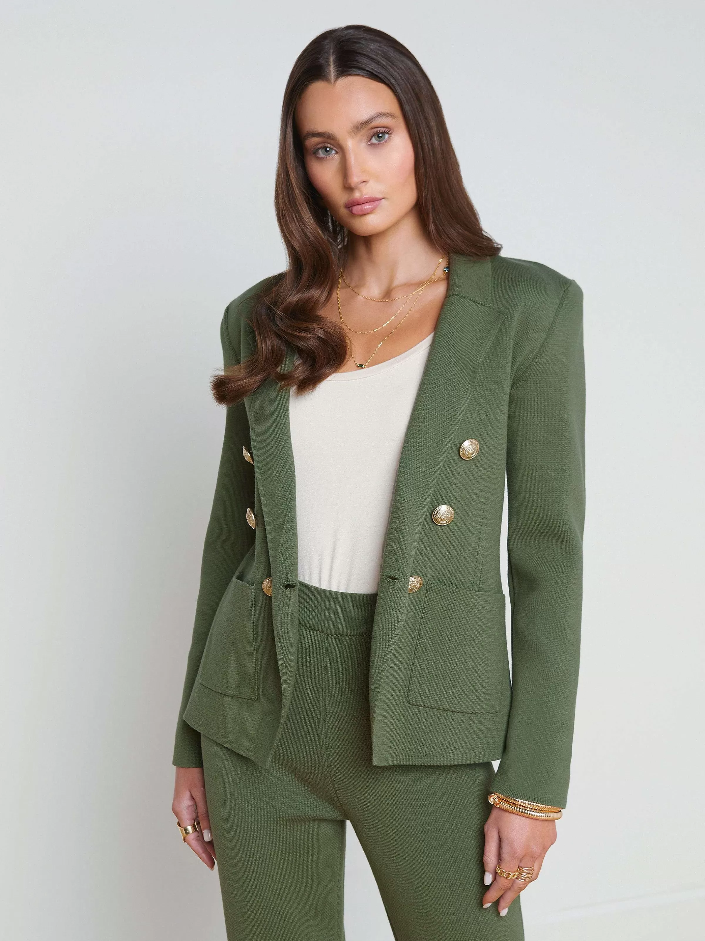 Discount L'AGENCE Blazer En Tricot Kenzie Trefle/Or