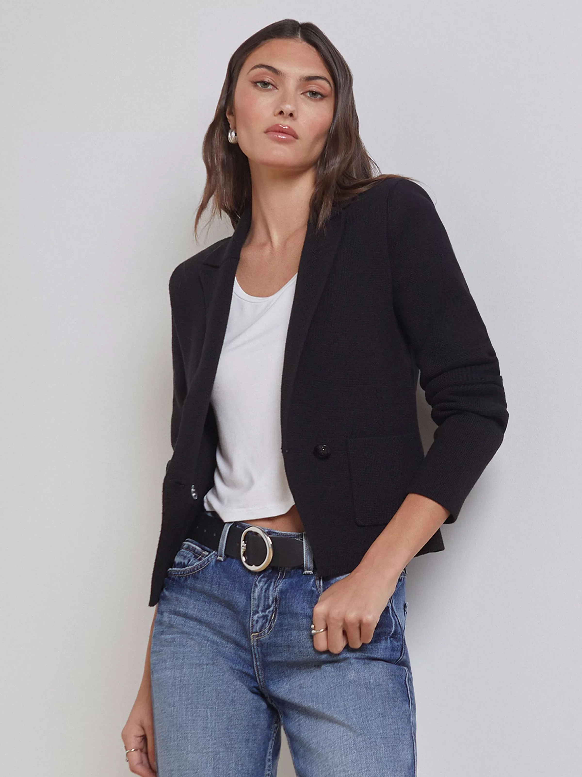 Flash Sale L'AGENCE Blazer En Tricot Sofia Noir