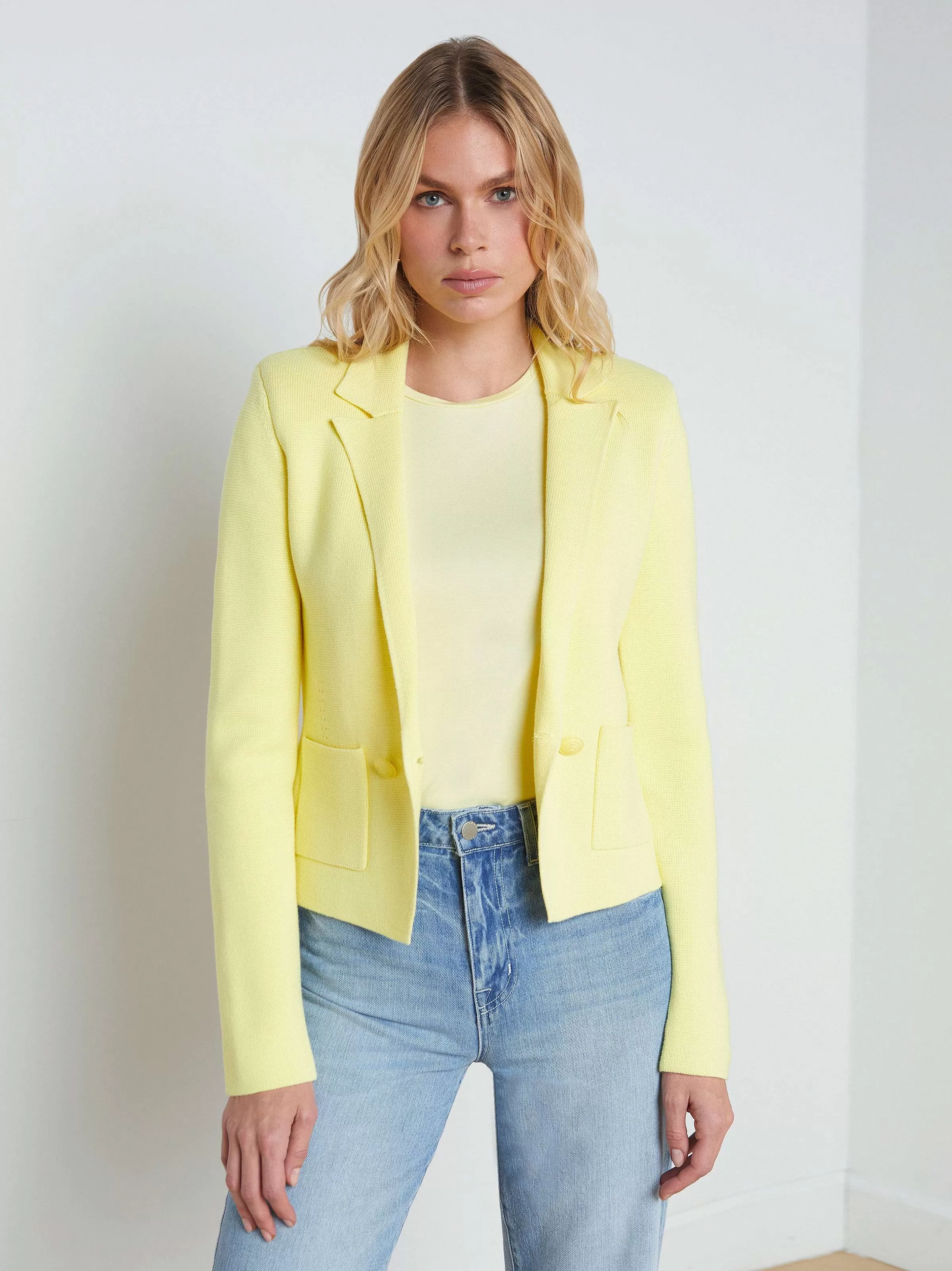 Store L'AGENCE Blazer En Tricot Sofia Sorbet Jaune