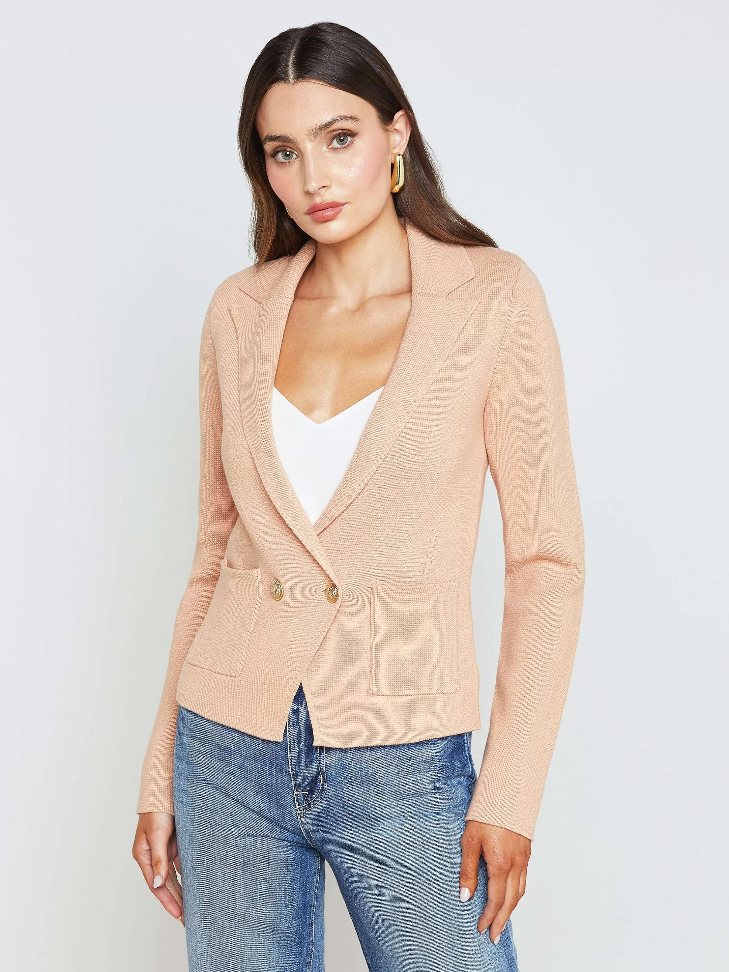 Fashion L'AGENCE Blazer En Tricot Sofia Rose Poussiereux