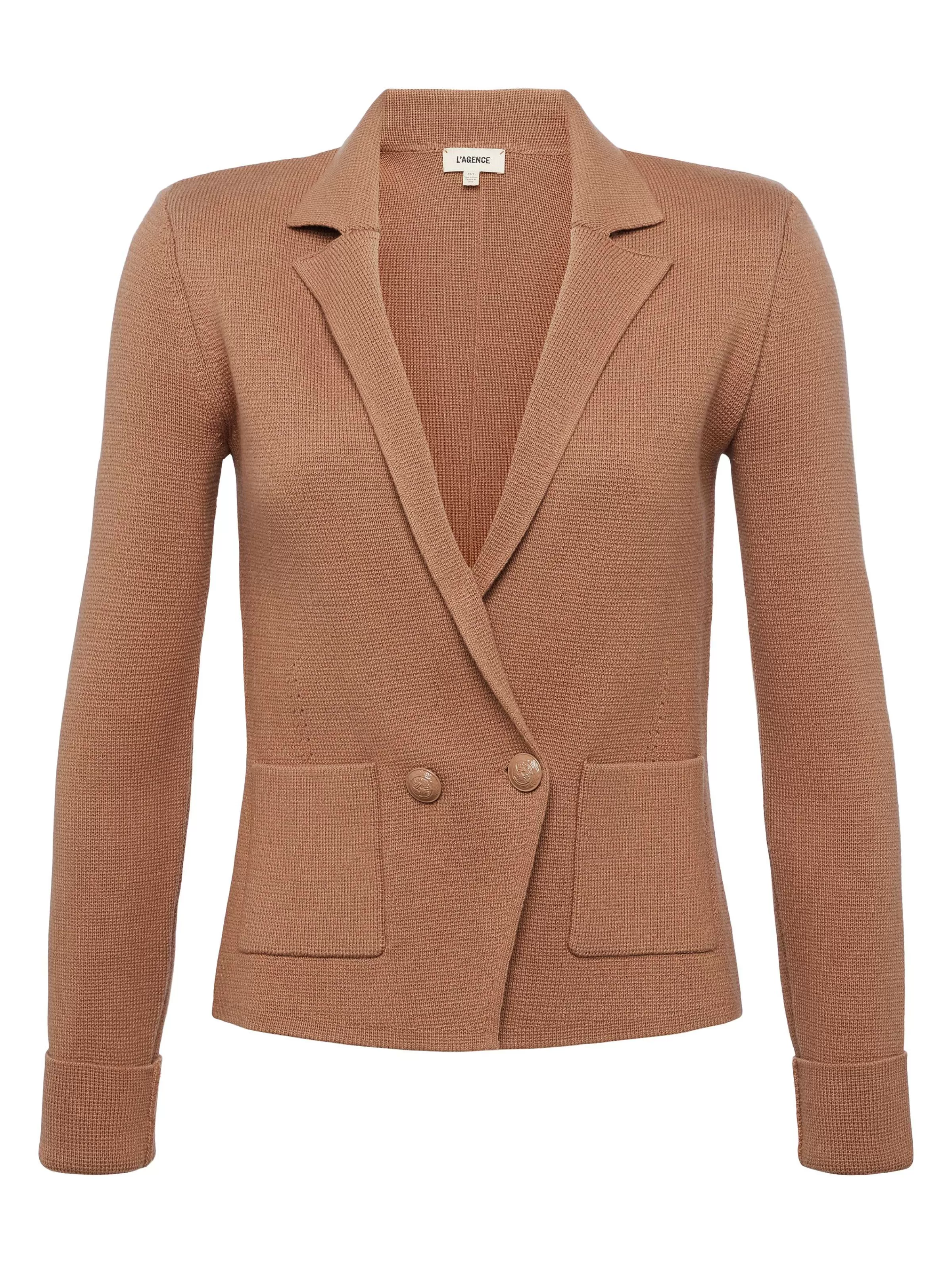 New L'AGENCE Blazer En Tricot Sofia Biscuit Au Gingembre