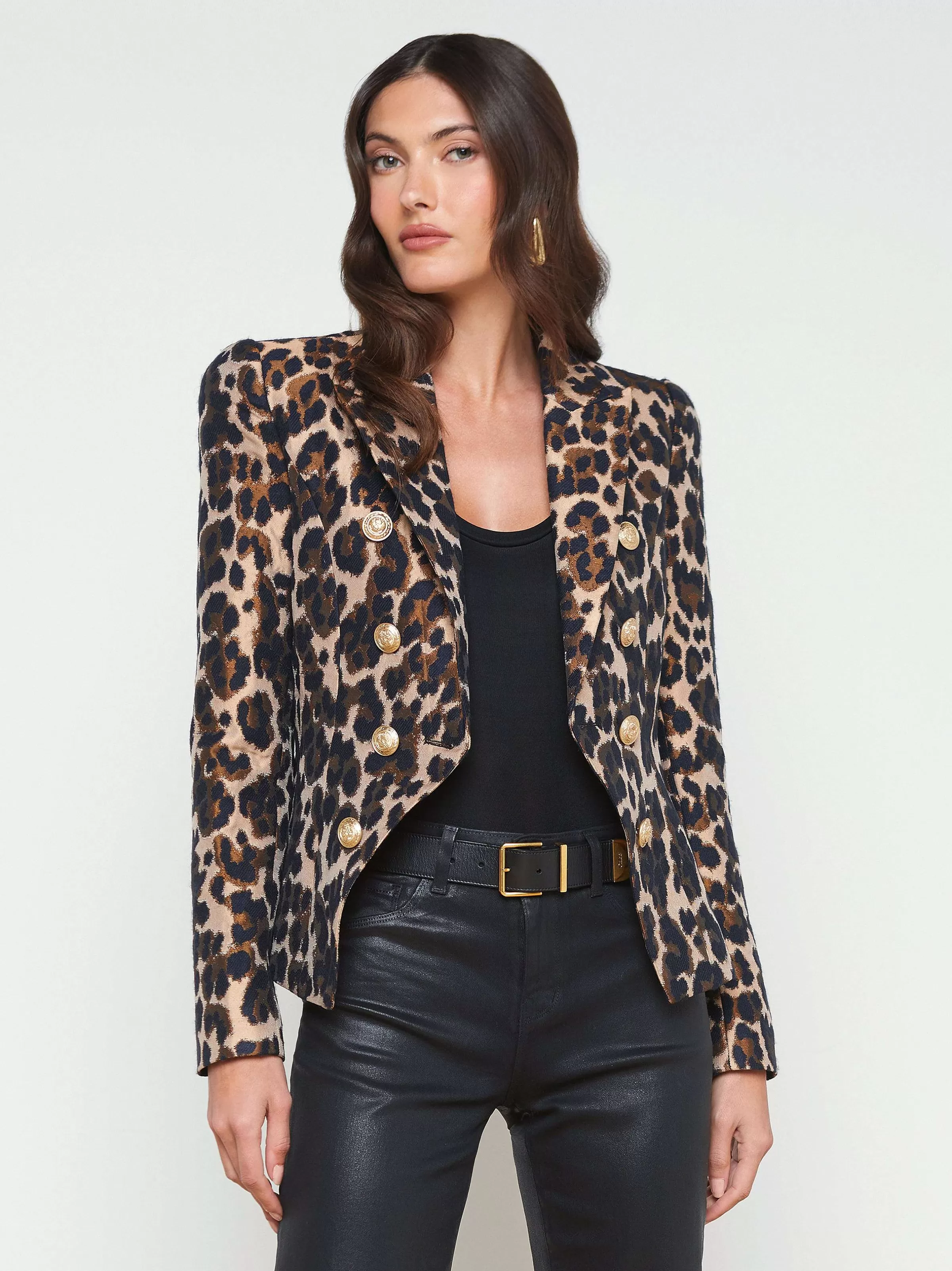 Cheap L'AGENCE Blazer Fusele Bethany Jacquard Leopard Multi Cajou