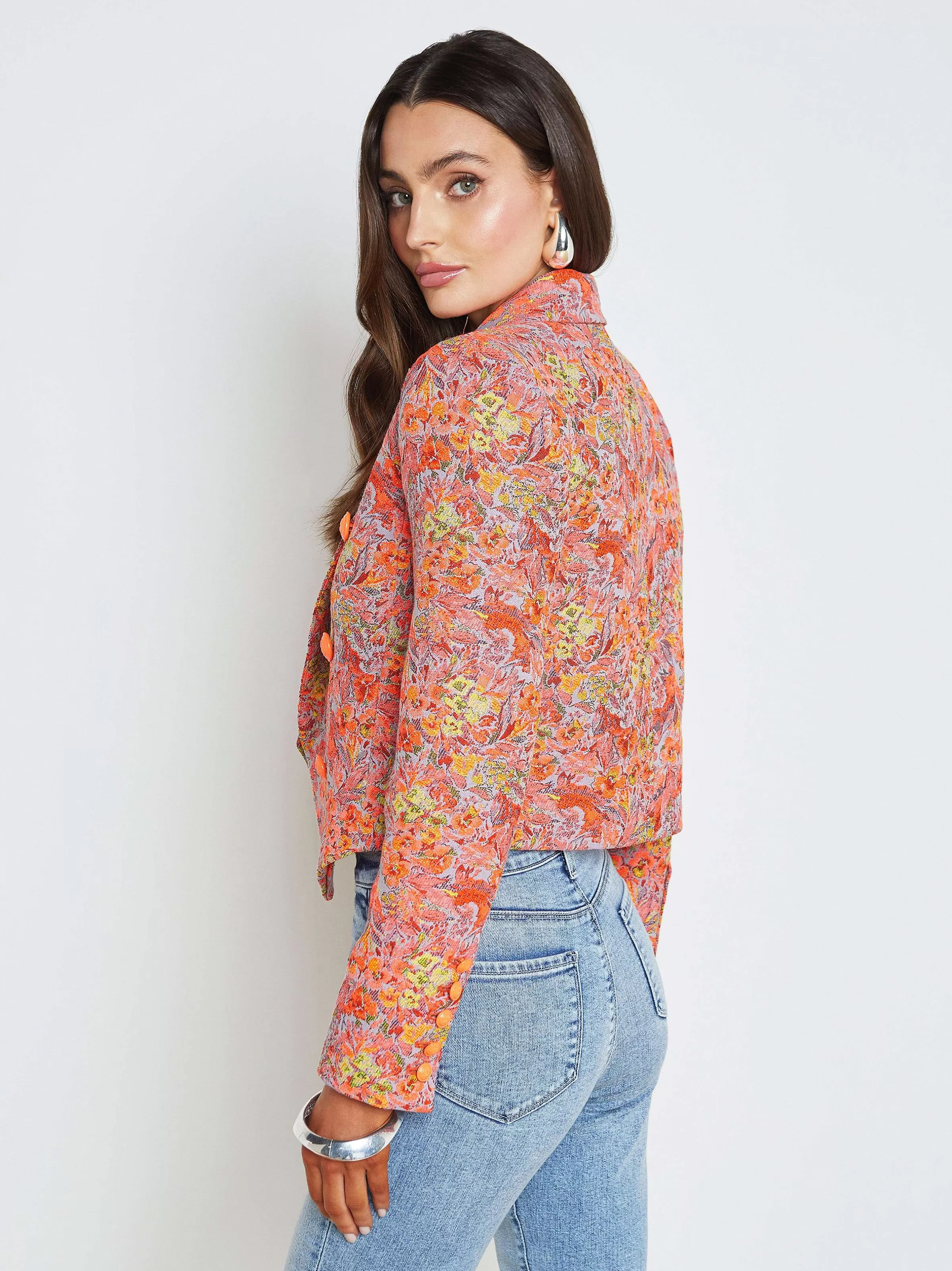 Sale L'AGENCE Blazer Lila Orange Multi Floral