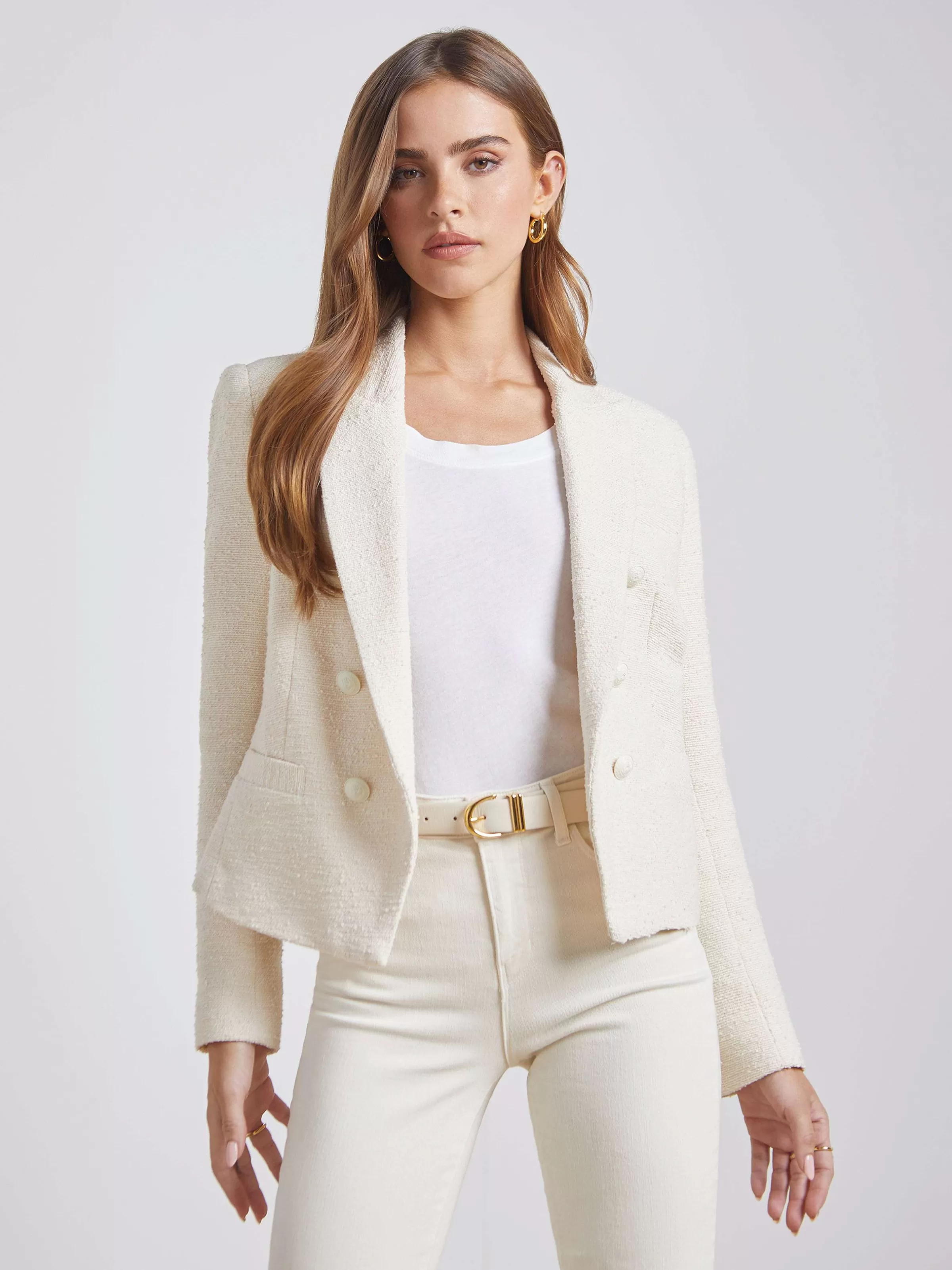 Sale L'AGENCE Blazer Ouvert Sur Le Devant Brooke Ecru