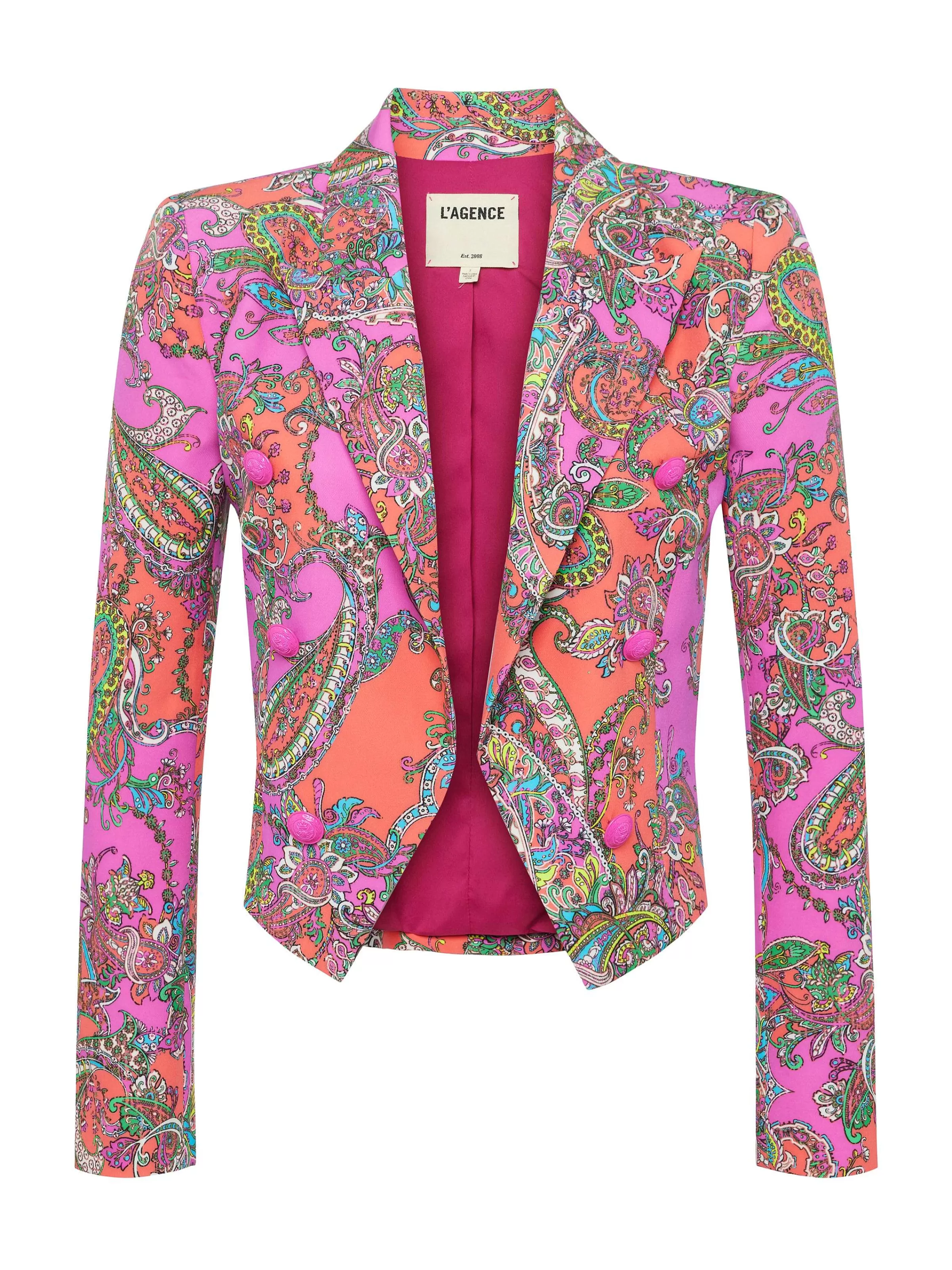 Clearance L'AGENCE Blazer Ouvert Sur Le Devant Lila Rhodamine Multi Bright Pop Paisley