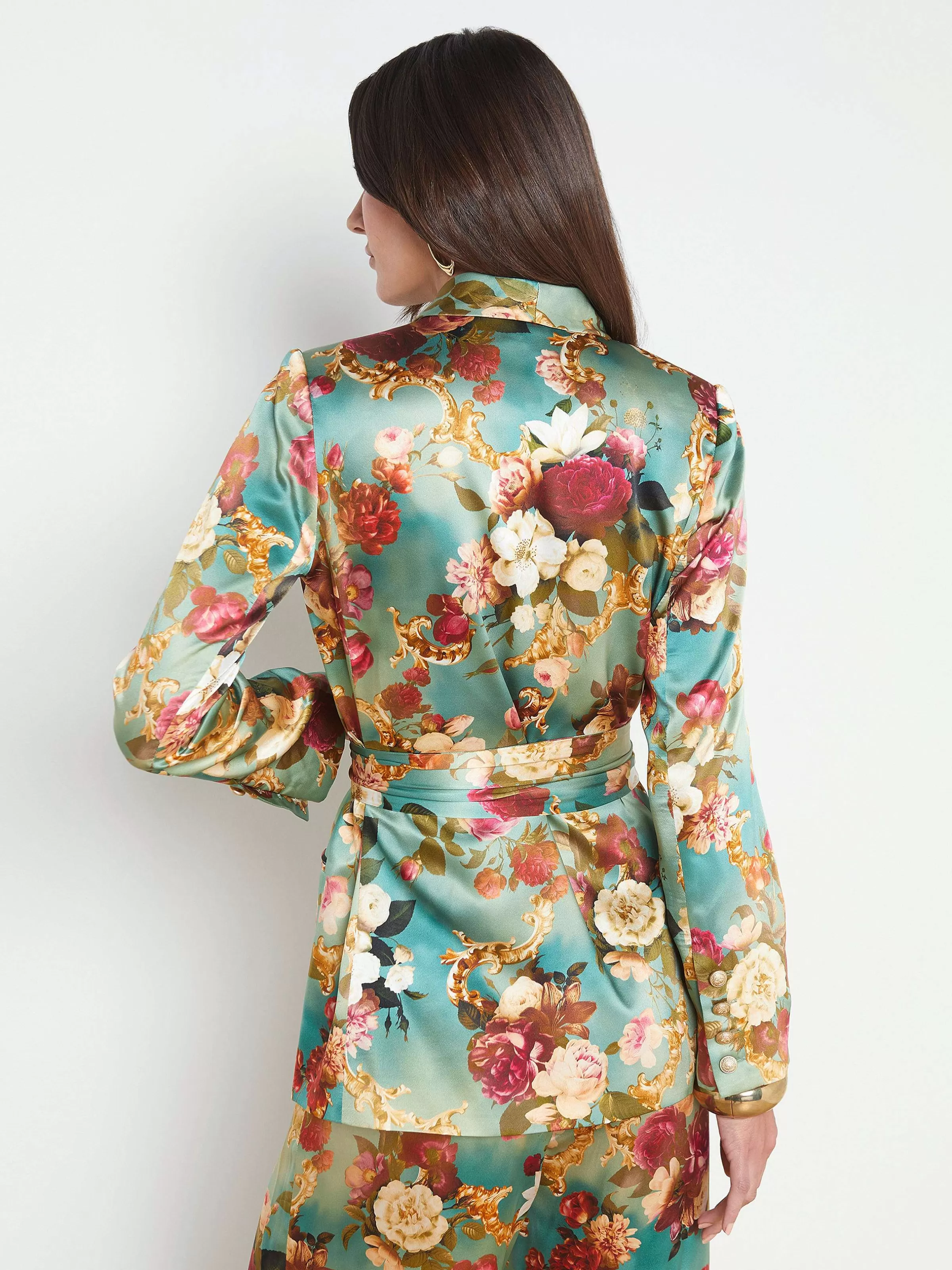 Cheap L'AGENCE Blazer Portefeuille En Soie Everly Multi-Rococo