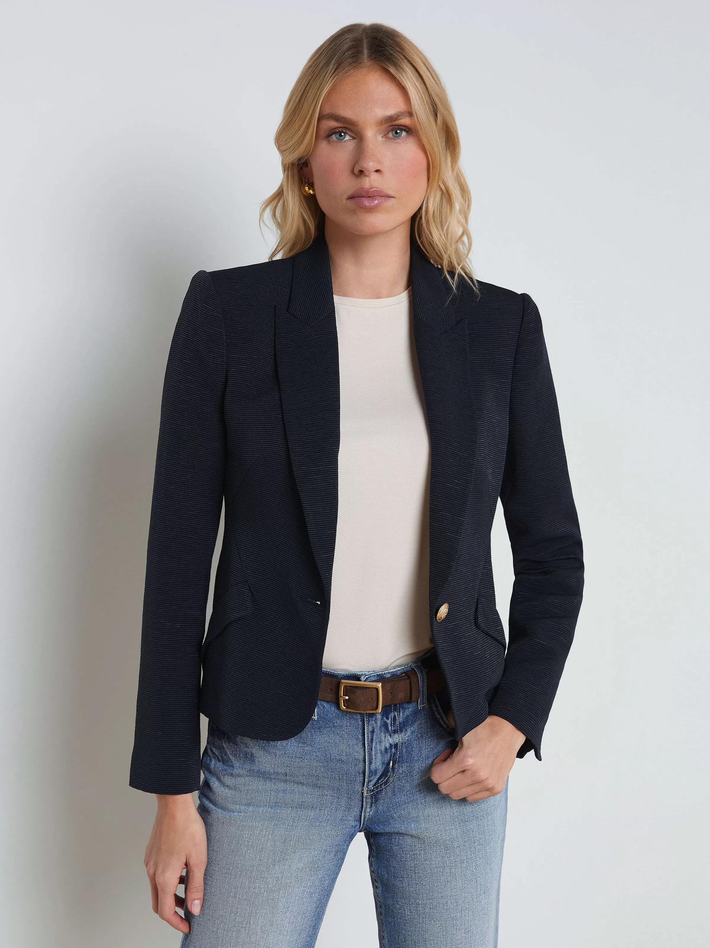 Hot L'AGENCE Blazer Texture Jennah Chaine De Minuit/Surdimensionnee