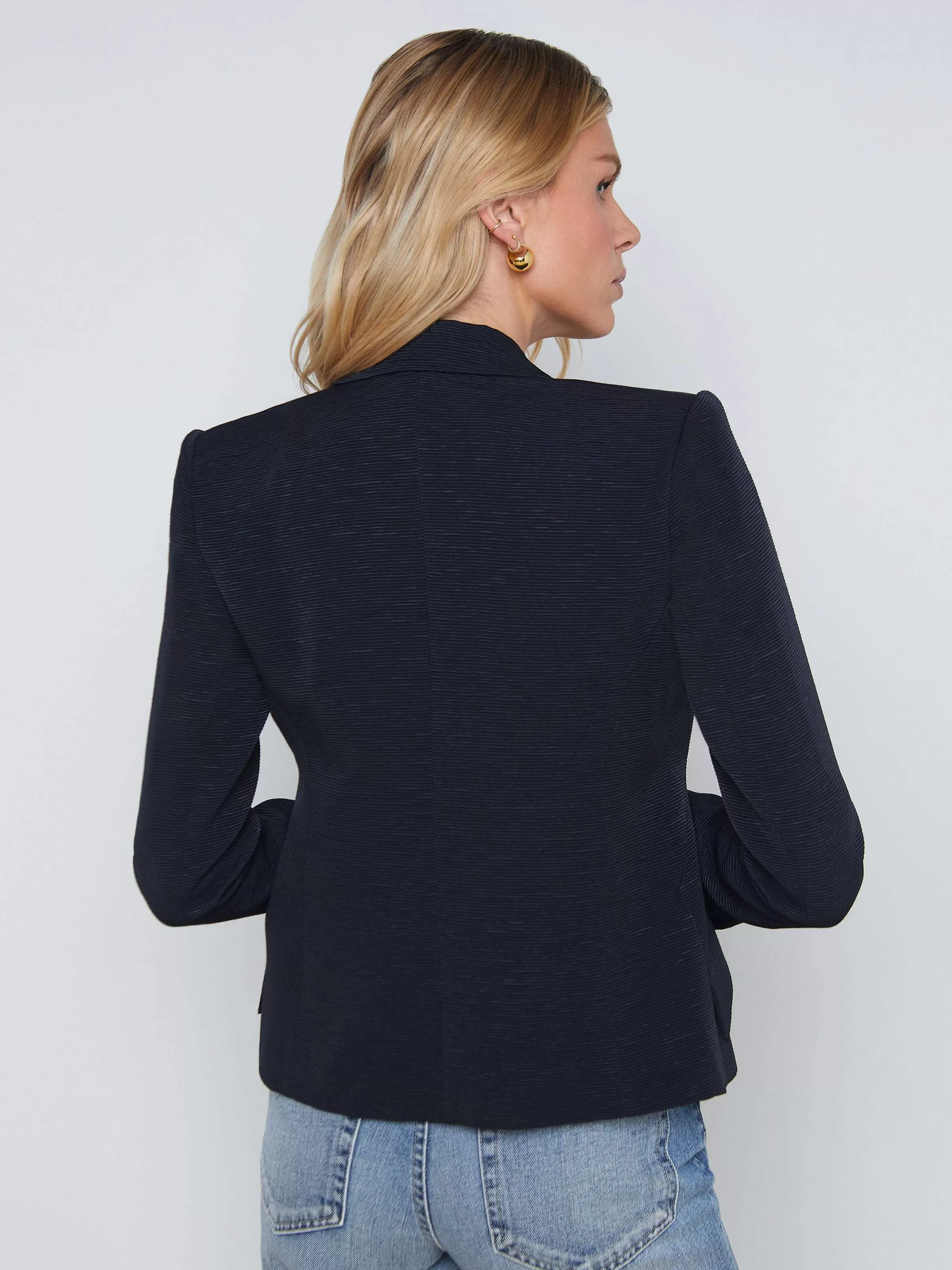 Hot L'AGENCE Blazer Texture Jennah Chaine De Minuit/Surdimensionnee