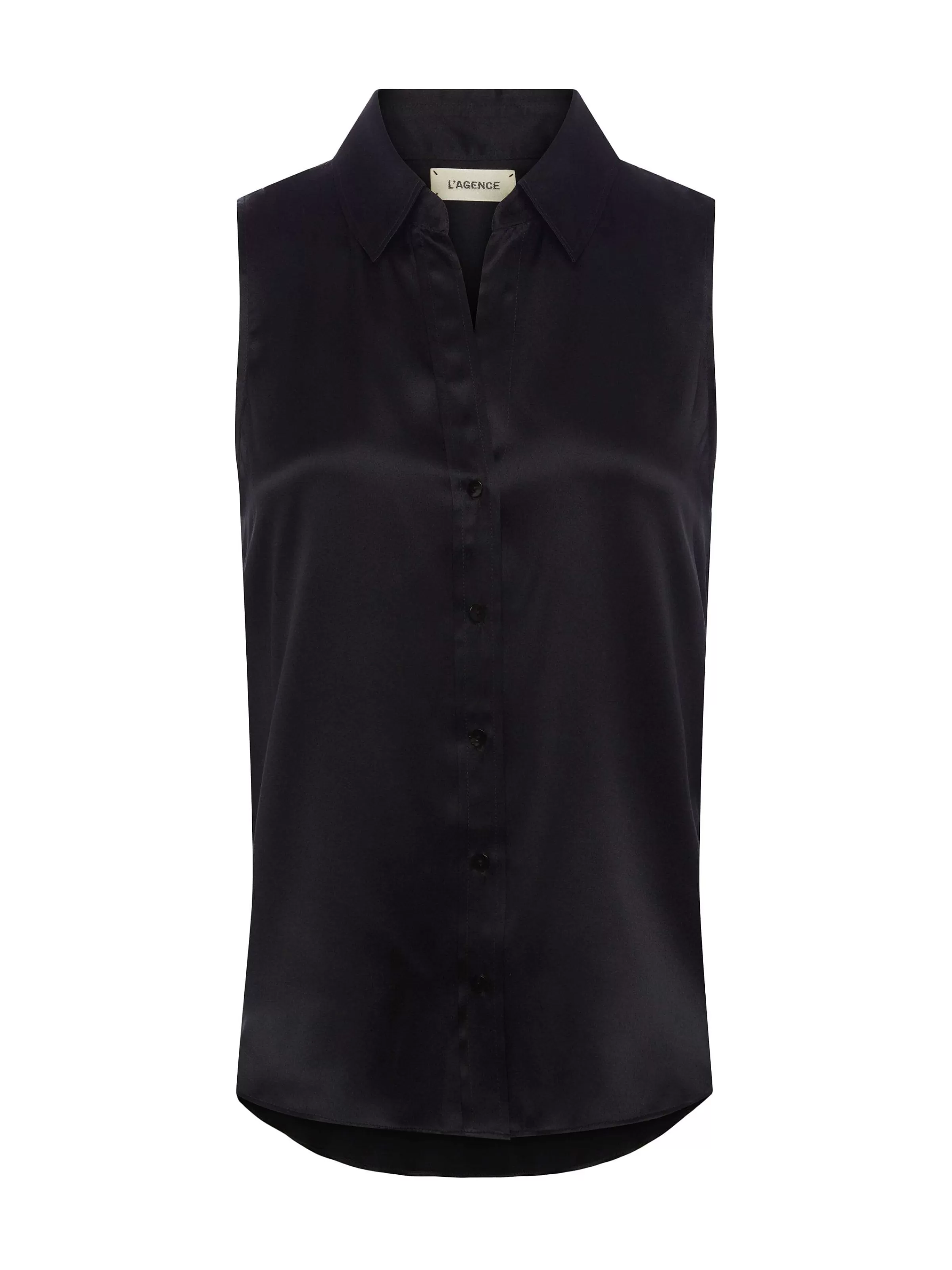 Clearance L'AGENCE Blouse En Soie Sans Manches Emmy Noir