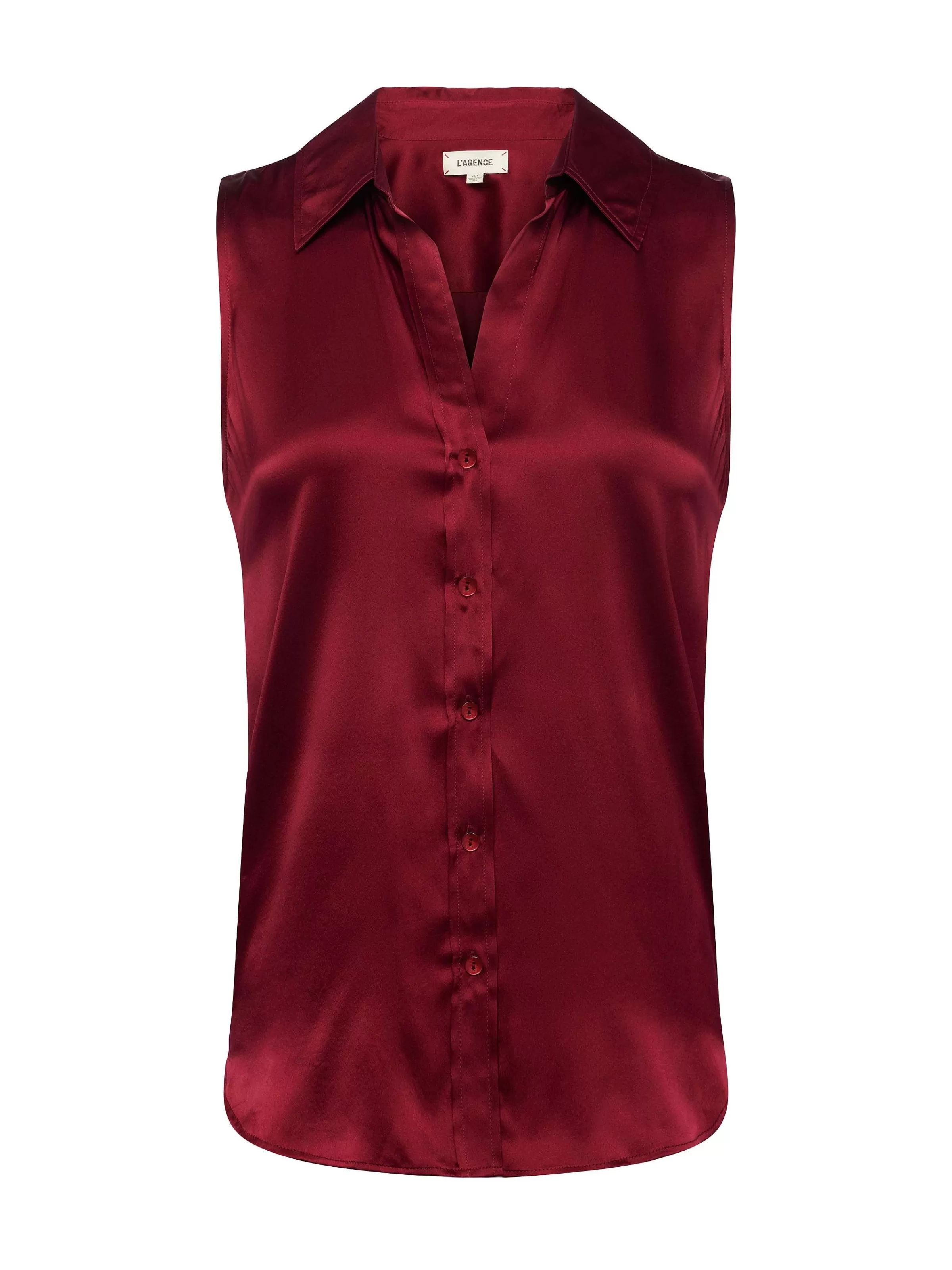 Best L'AGENCE Blouse En Soie Sans Manches Emmy Bordeaux Fonce