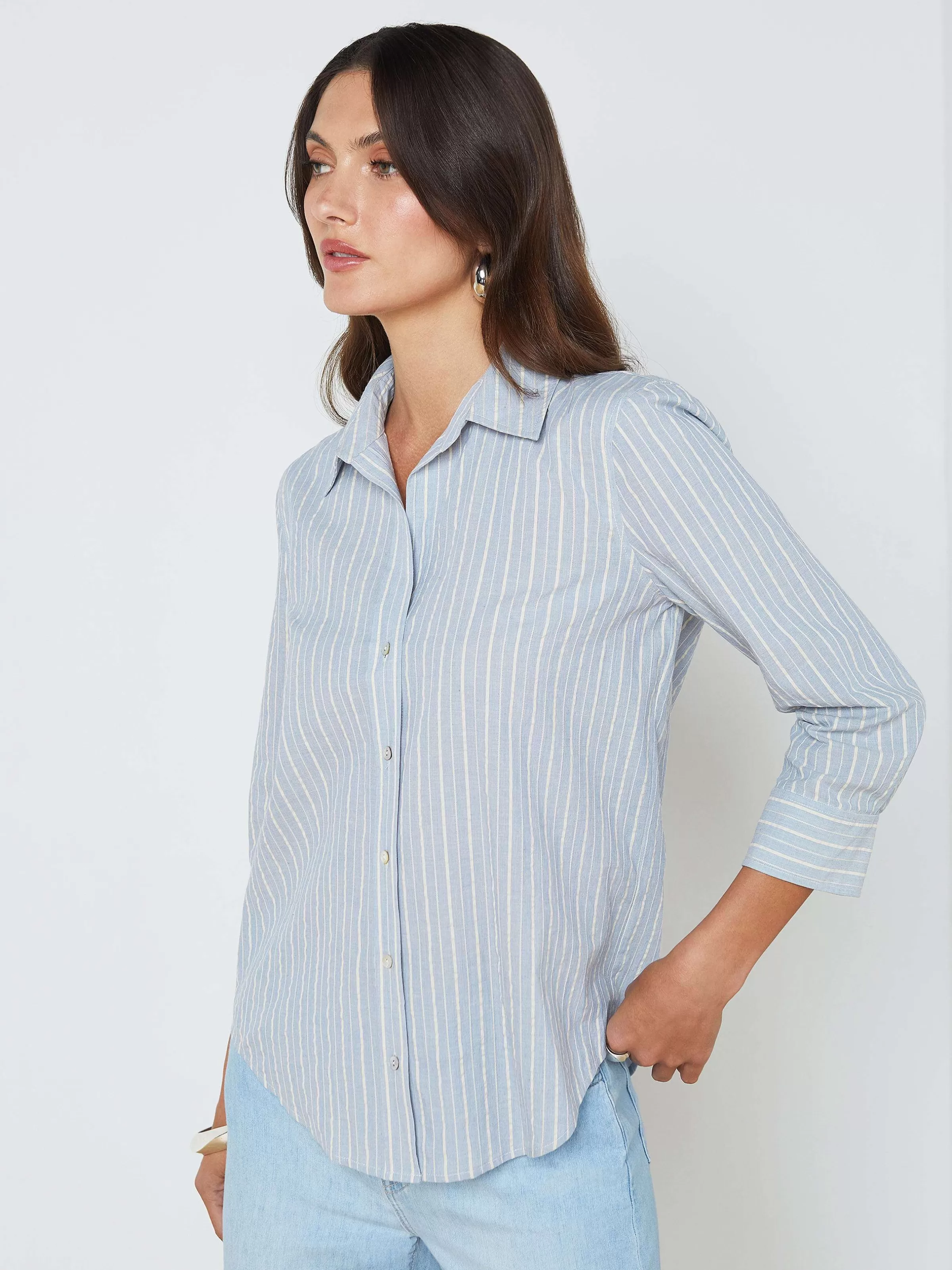 Discount L'AGENCE Blouse Rayee Daniella Rayure Bleu Clair/Os