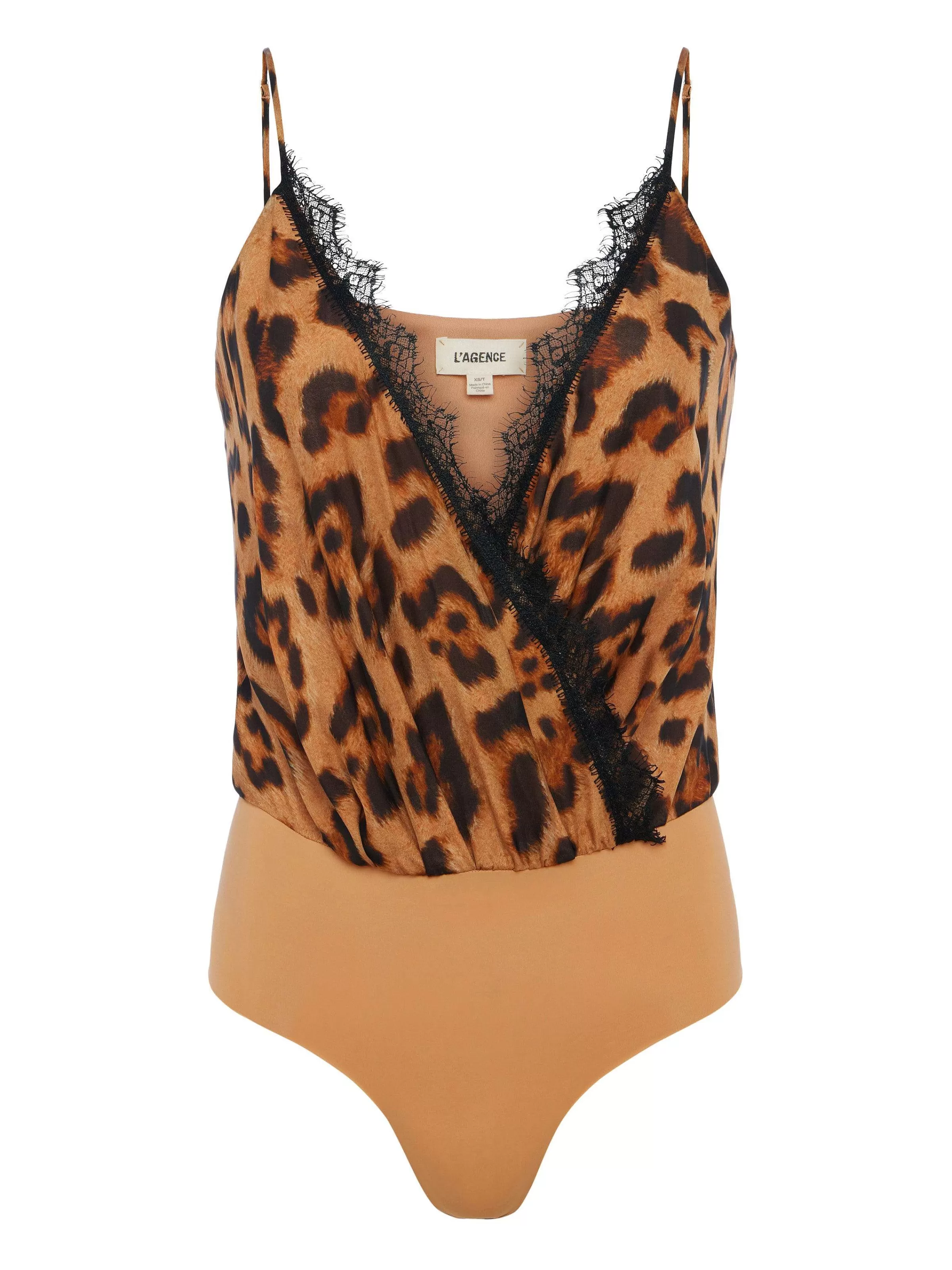 Cheap L'AGENCE Body Jaxon En Soie A Bordure En Dentelle Leopard Multi Sahara Marron