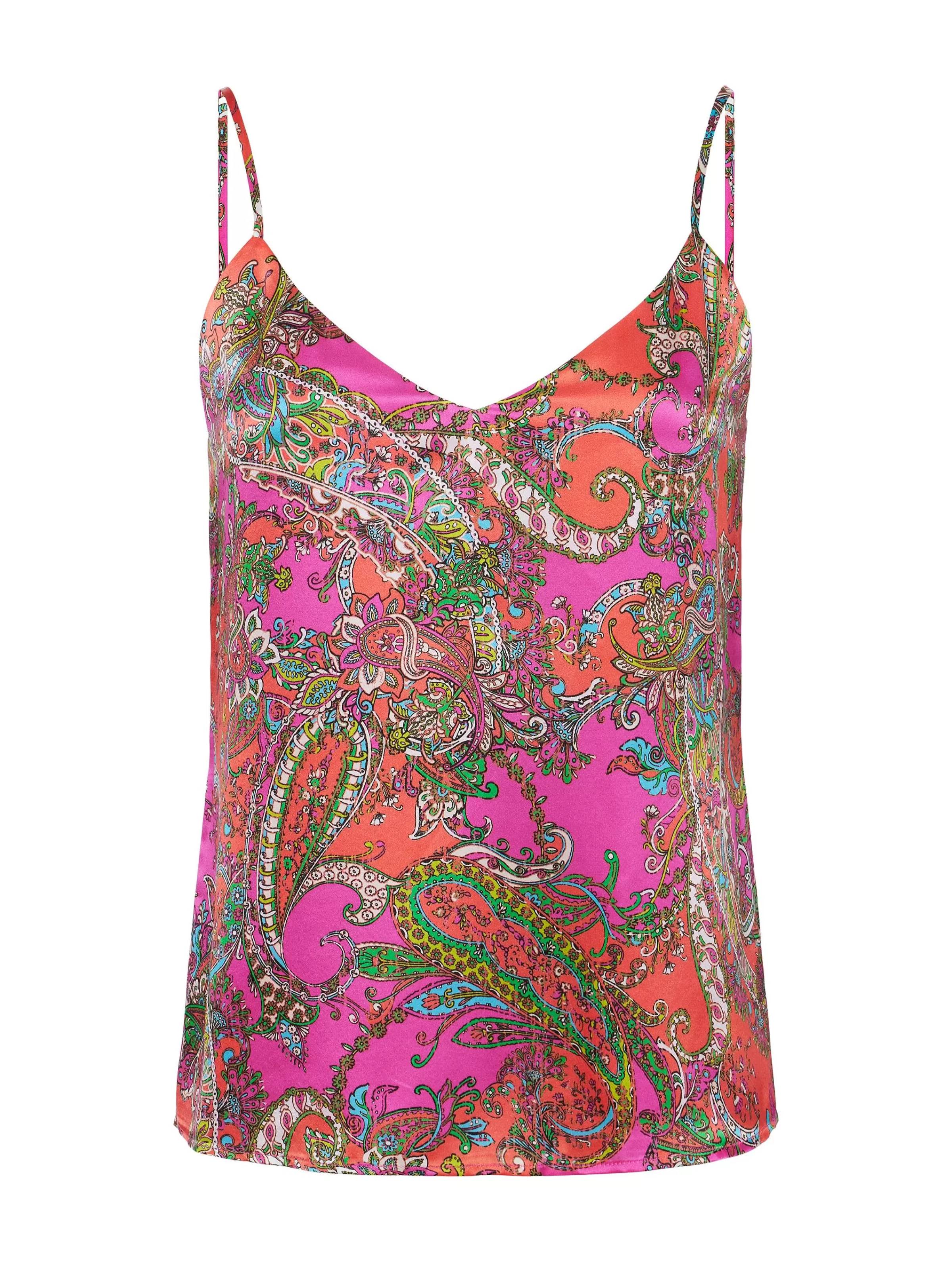 New L'AGENCE Caraco Jane En Soie Rhodamine Multi Bright Pop Paisley