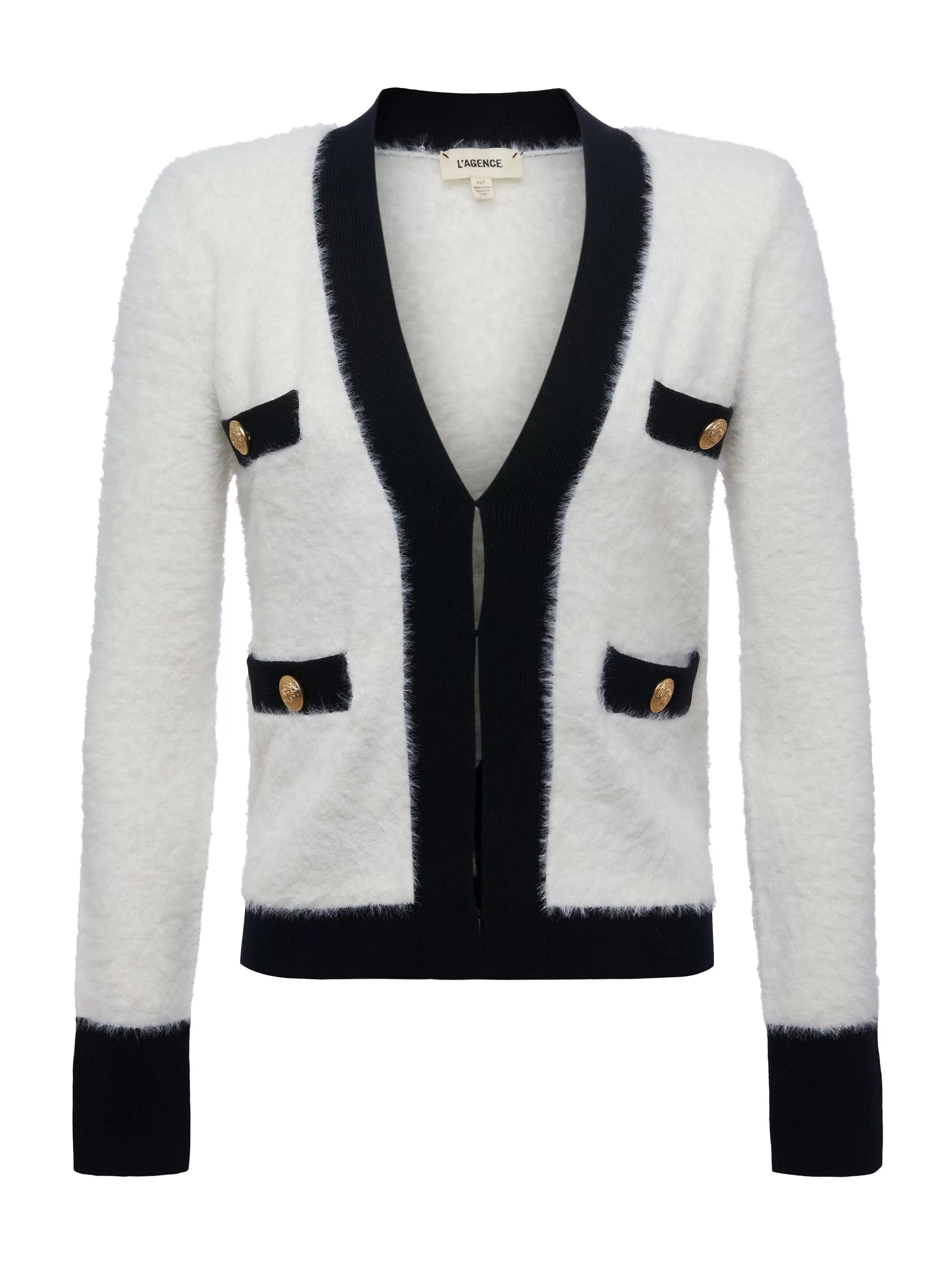 Clearance L'AGENCE Cardigan Kai Blanc Noir