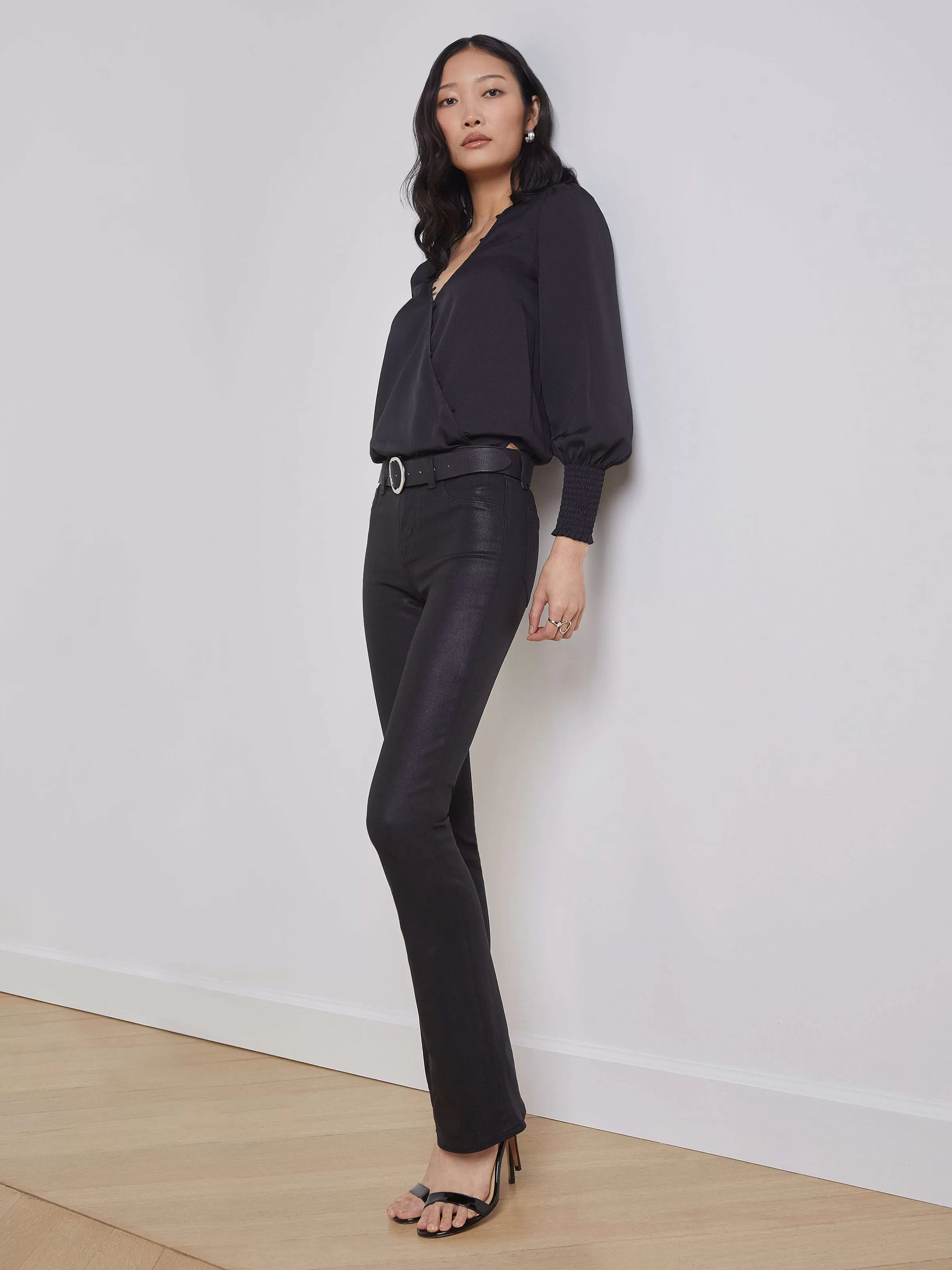 Best Sale L'AGENCE Jean Bootcut Enduit Selma Enduit Noir