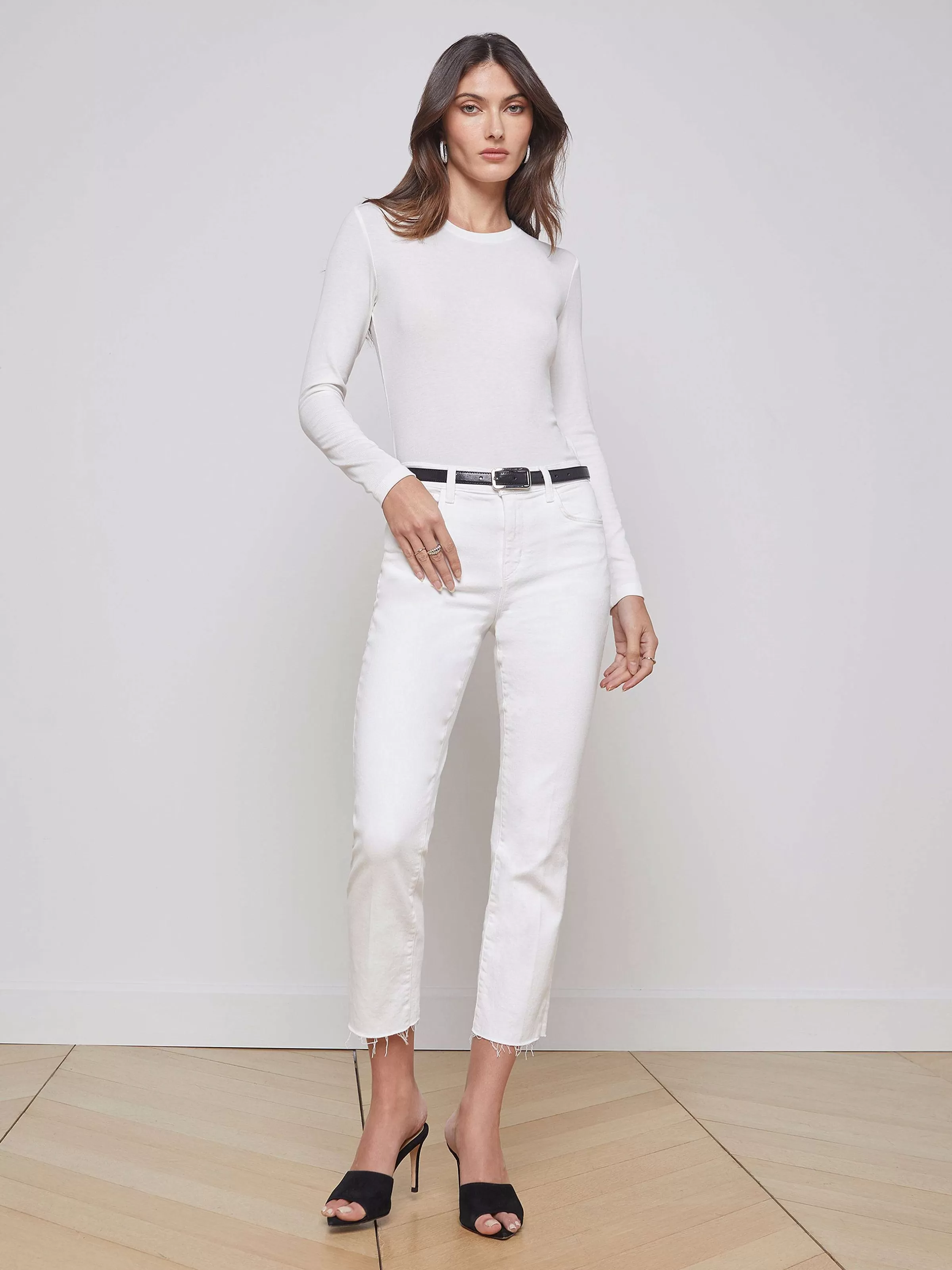 Store L'AGENCE Jean Court A Jambe Etroite Sada Blanc