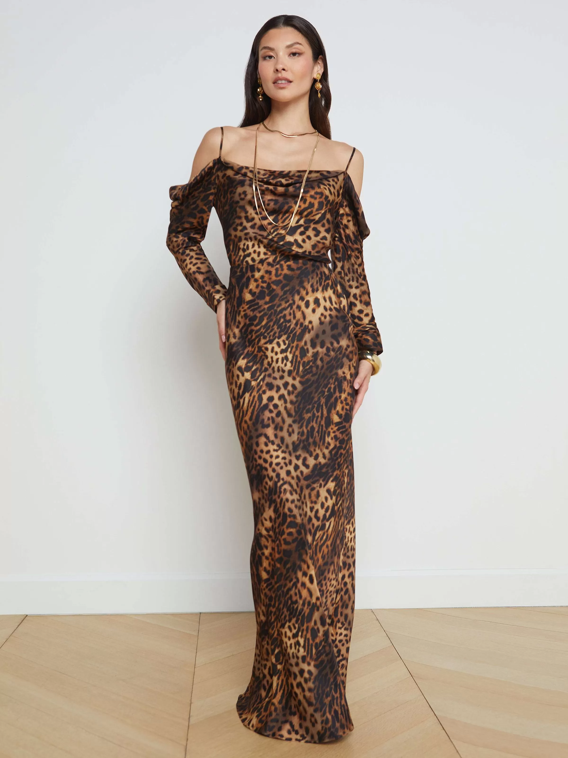 Best L'AGENCE Jupe Zeta Leopard Multi-Huile Marron