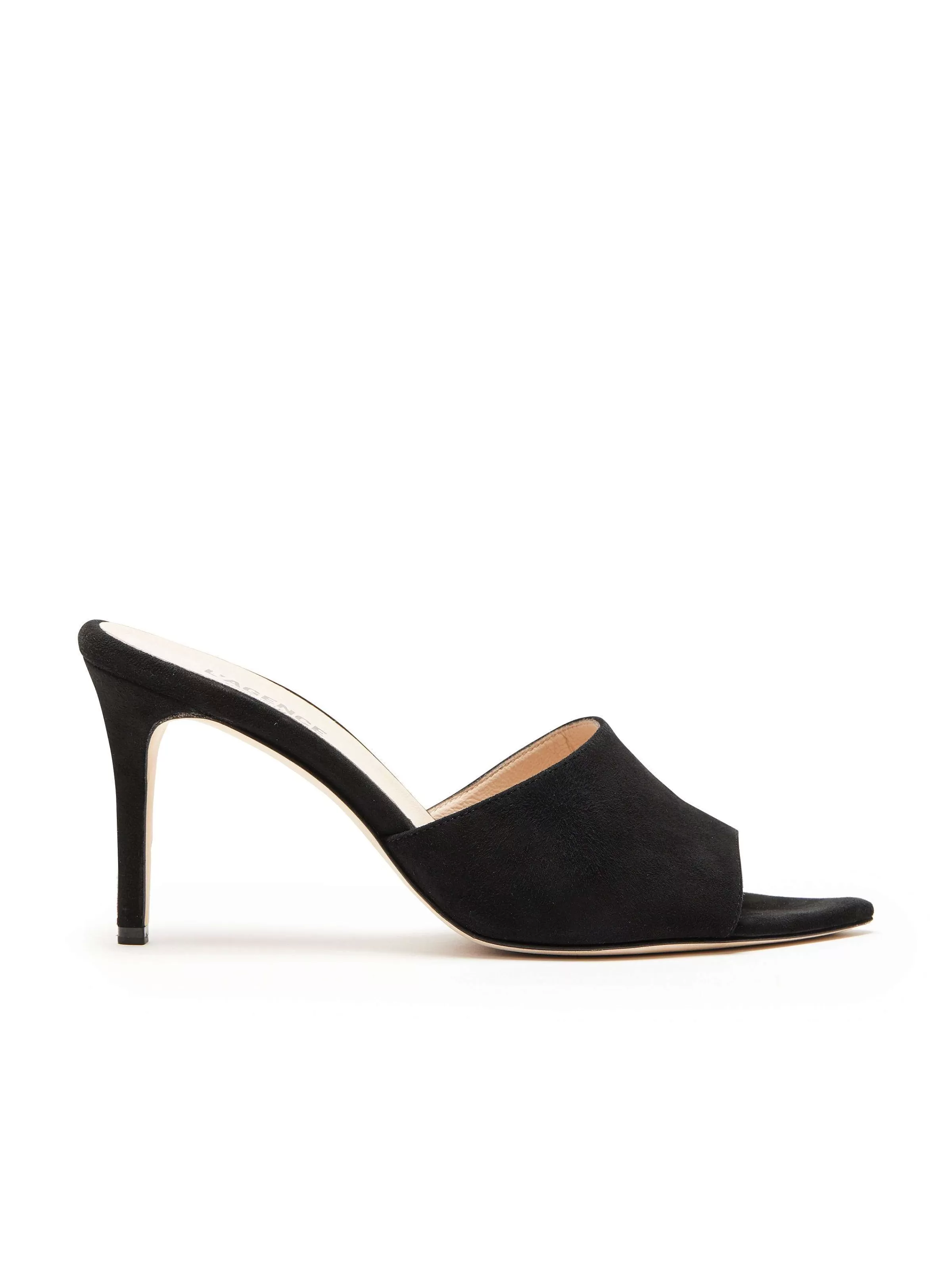 Hot L'AGENCE Mules Lolita A Bout Ouvert Suede Noir