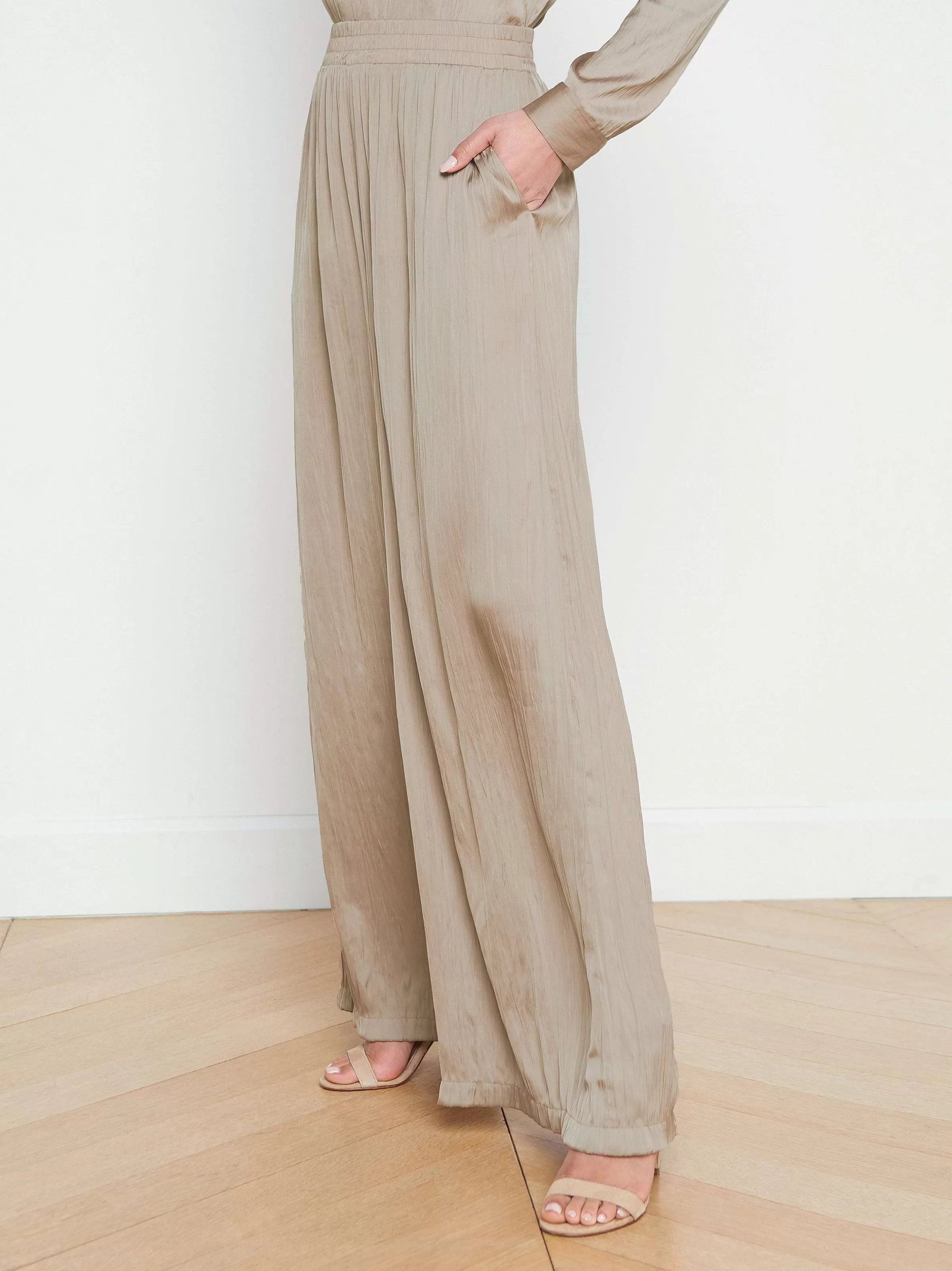 Best L'AGENCE Pantalon A Jambe Large Lillian Cappuccino