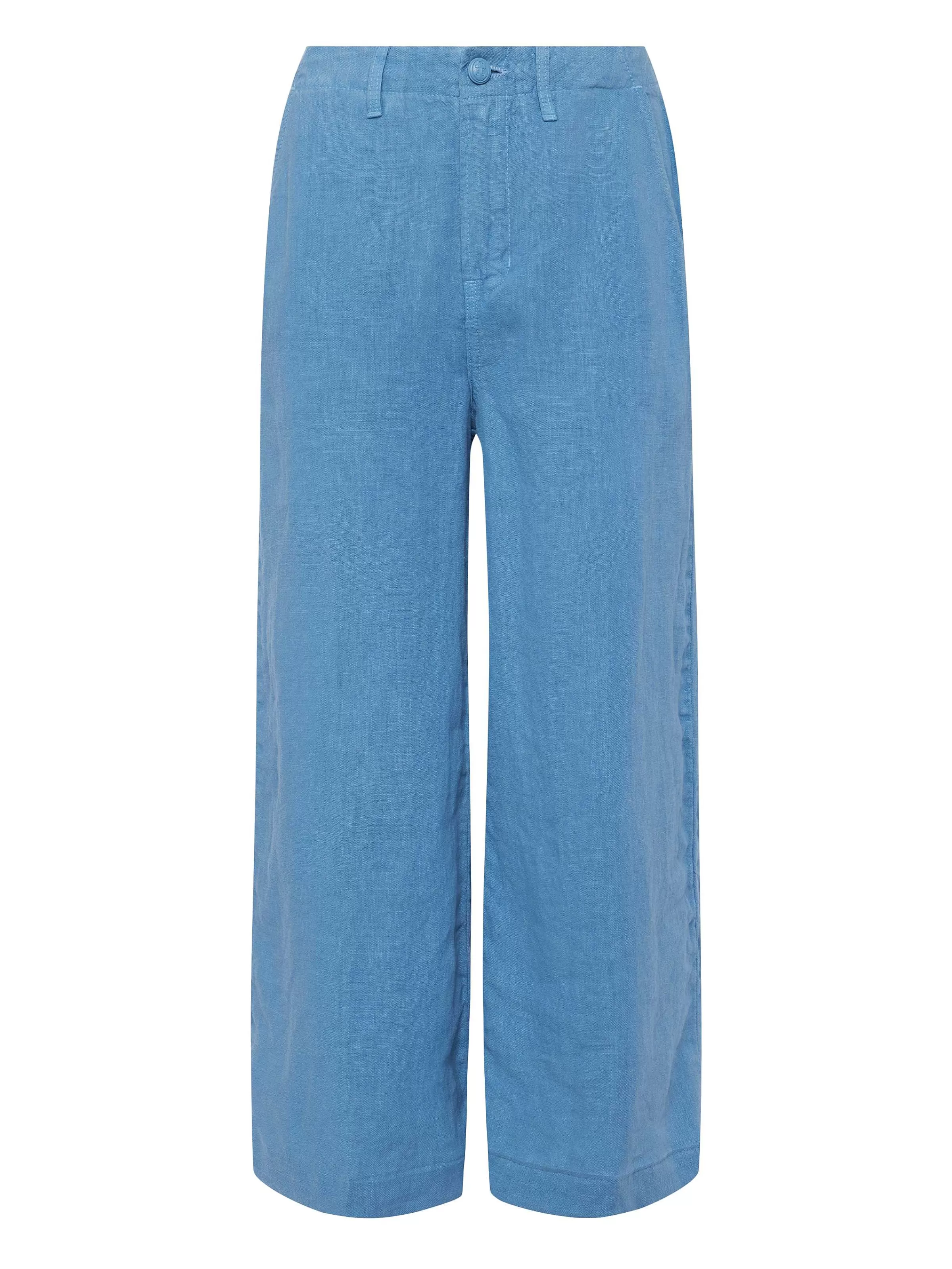 Best Sale L'AGENCE Pantalon Court En Lin Henderson Brume Bleue