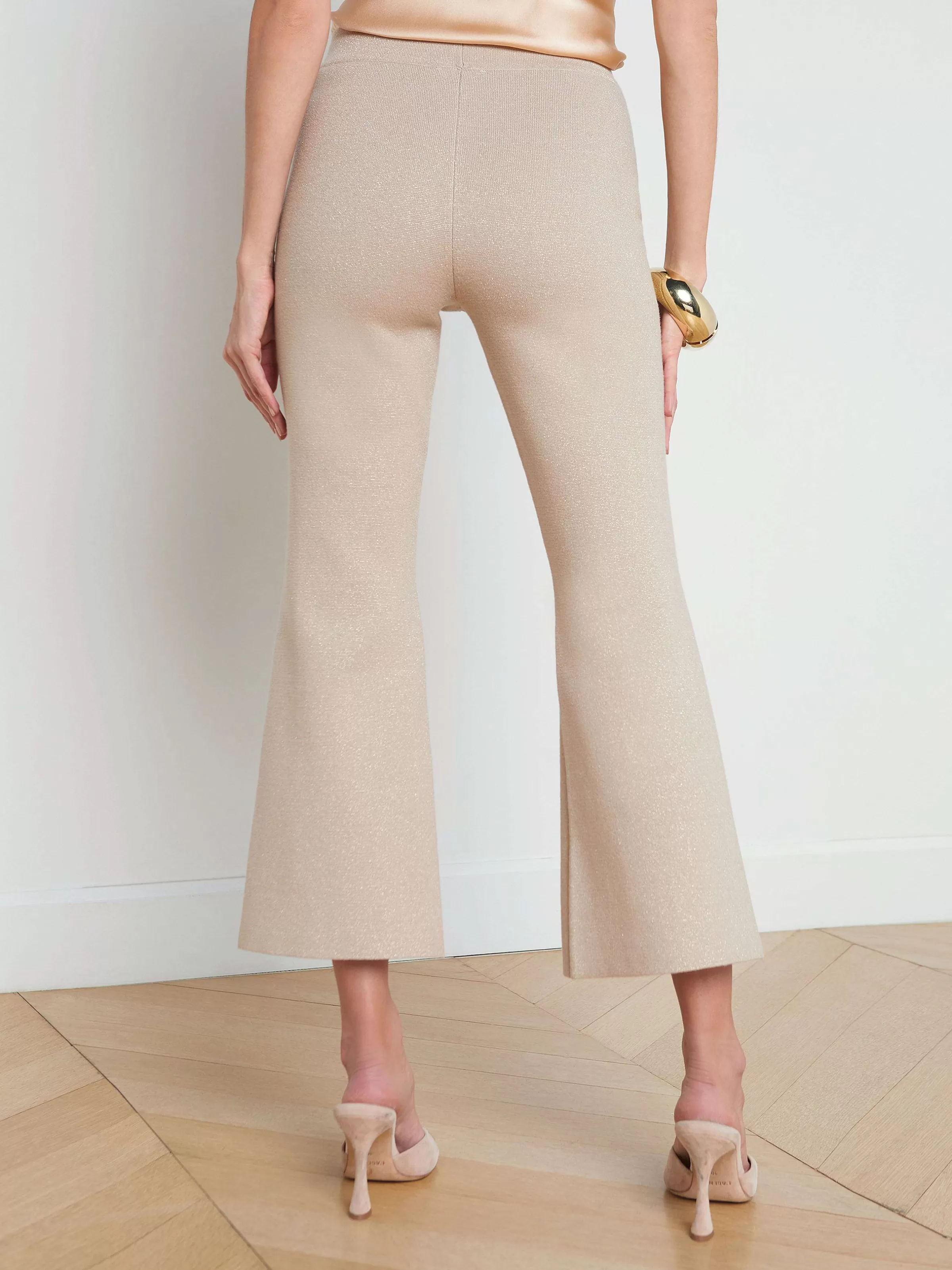 Shop L'AGENCE Pantalon Court Évasé En Tricot Ren Kaki Pale