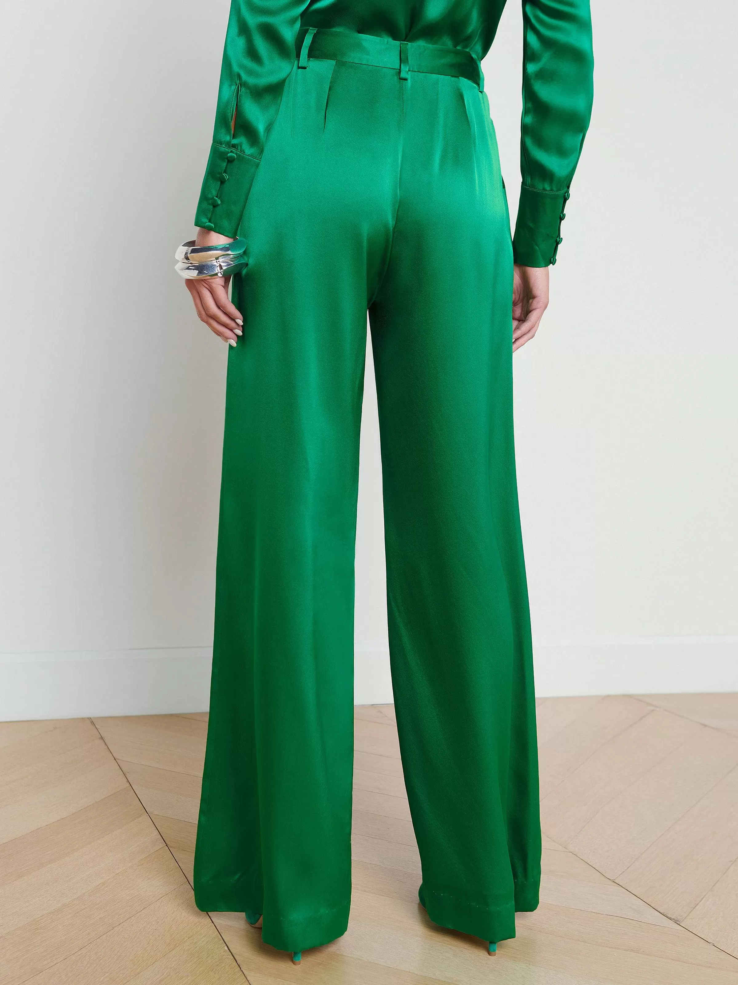 Hot L'AGENCE Pantalon Large En Soie Gavin Vert D'Eau