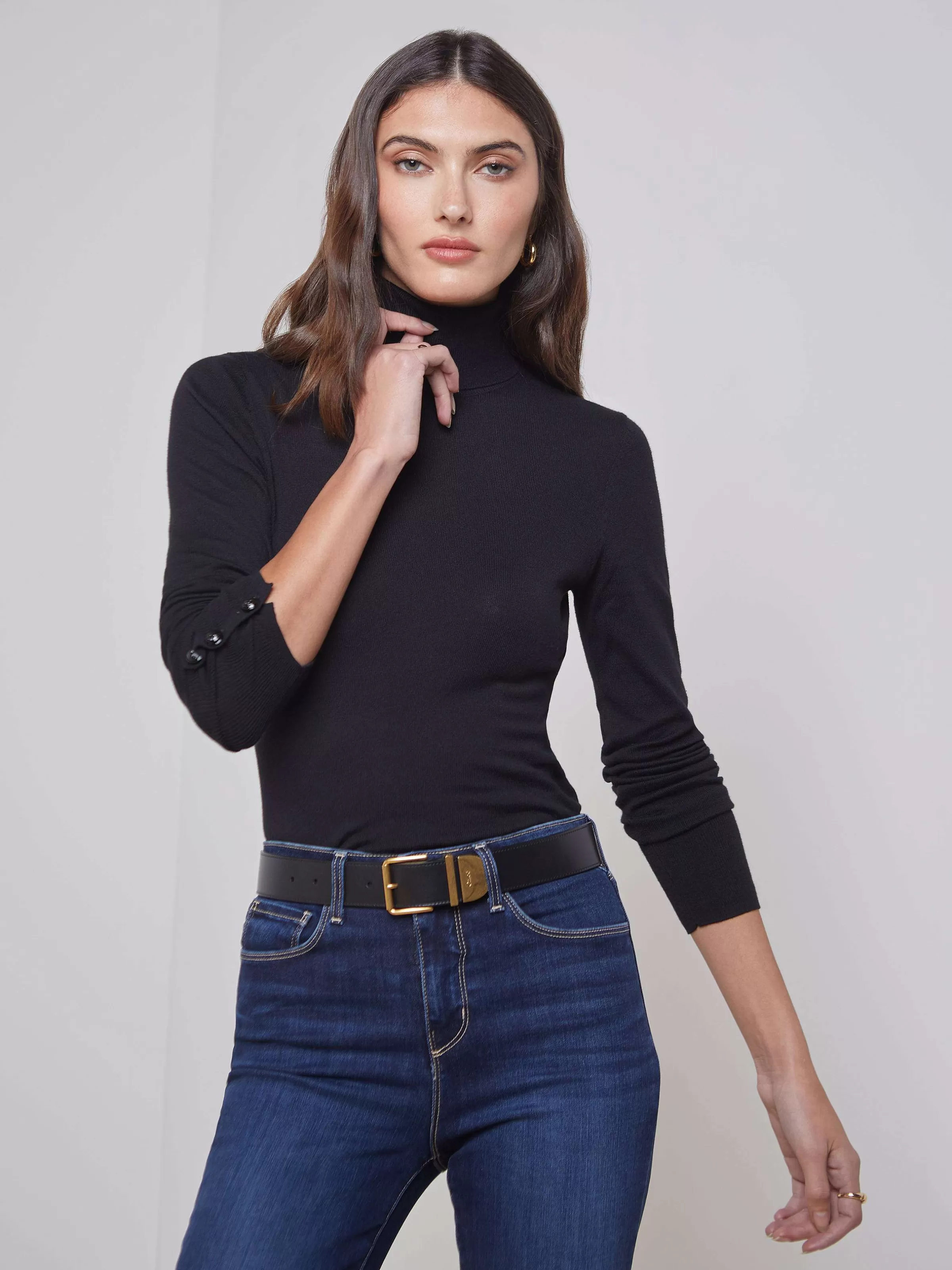 Shop L'AGENCE Pull Flore Noir Noir