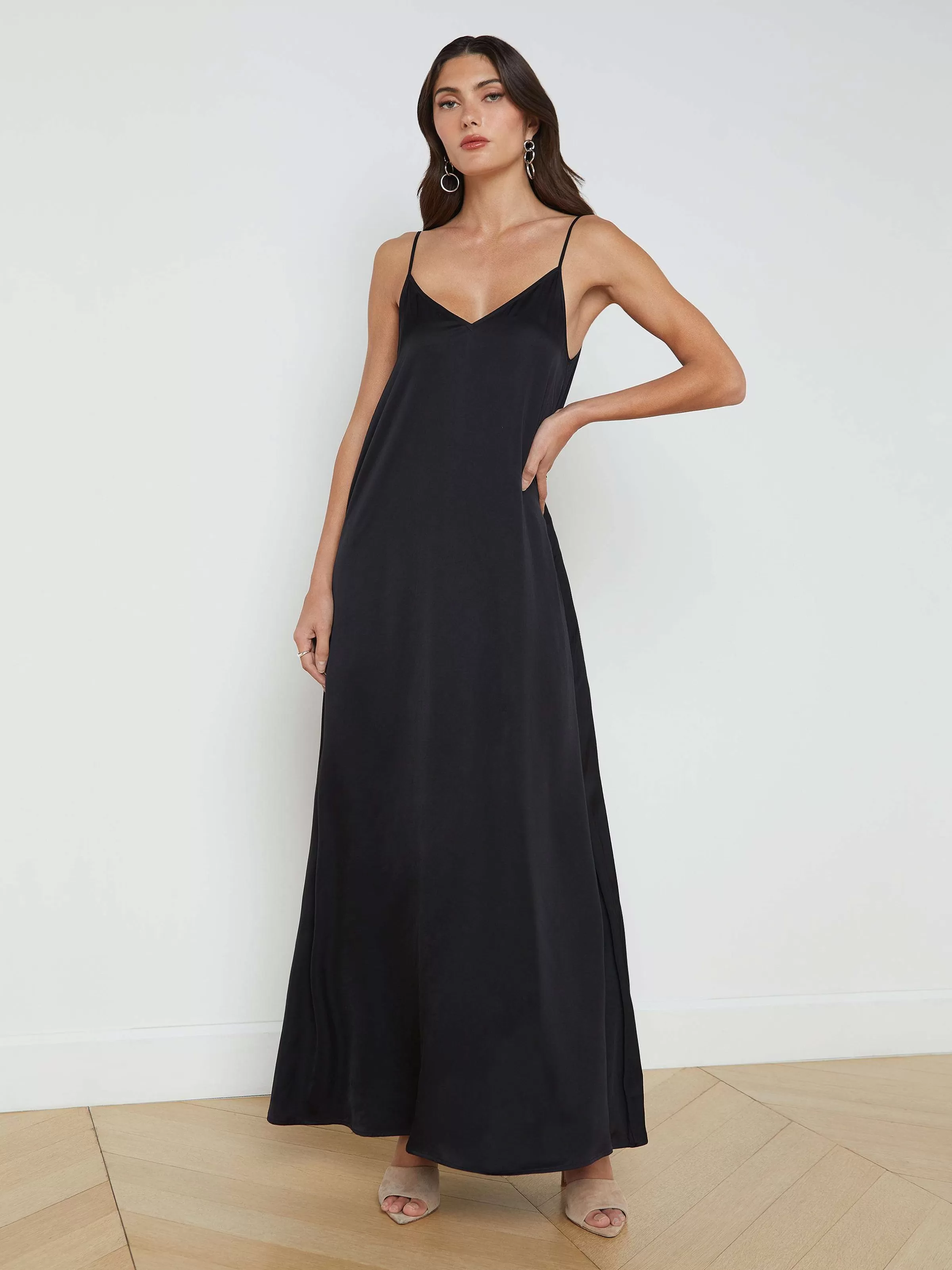 Shop L'AGENCE Robe Longue Hartley Noir