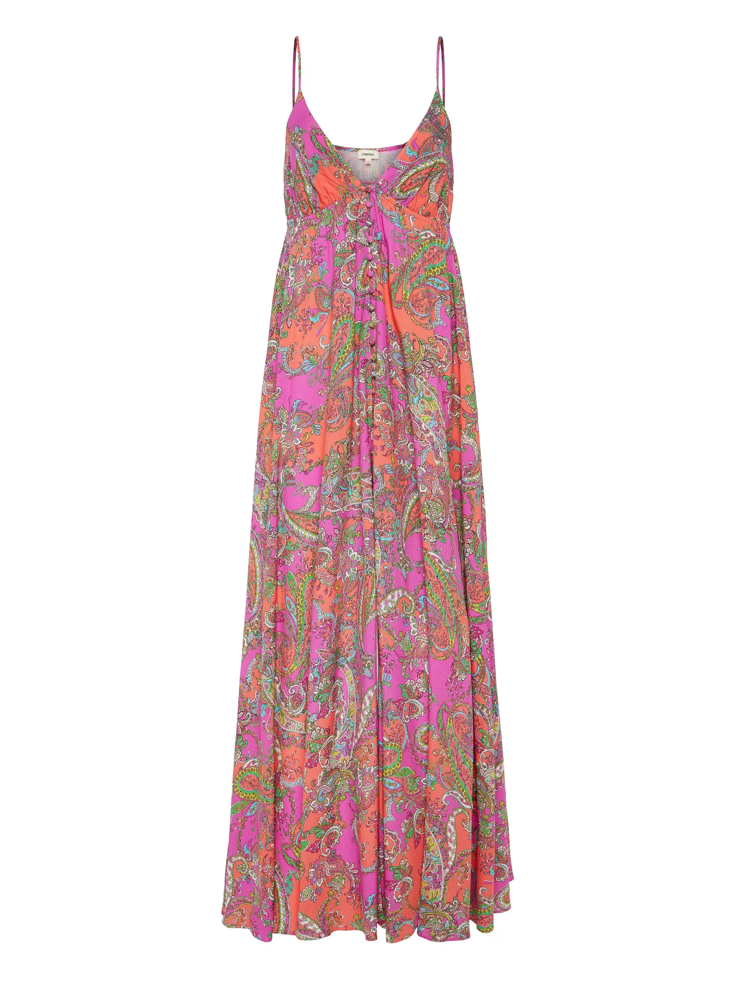 Discount L'AGENCE Robe Longue Stefani Rhodamine Multi Bright Pop Paisley