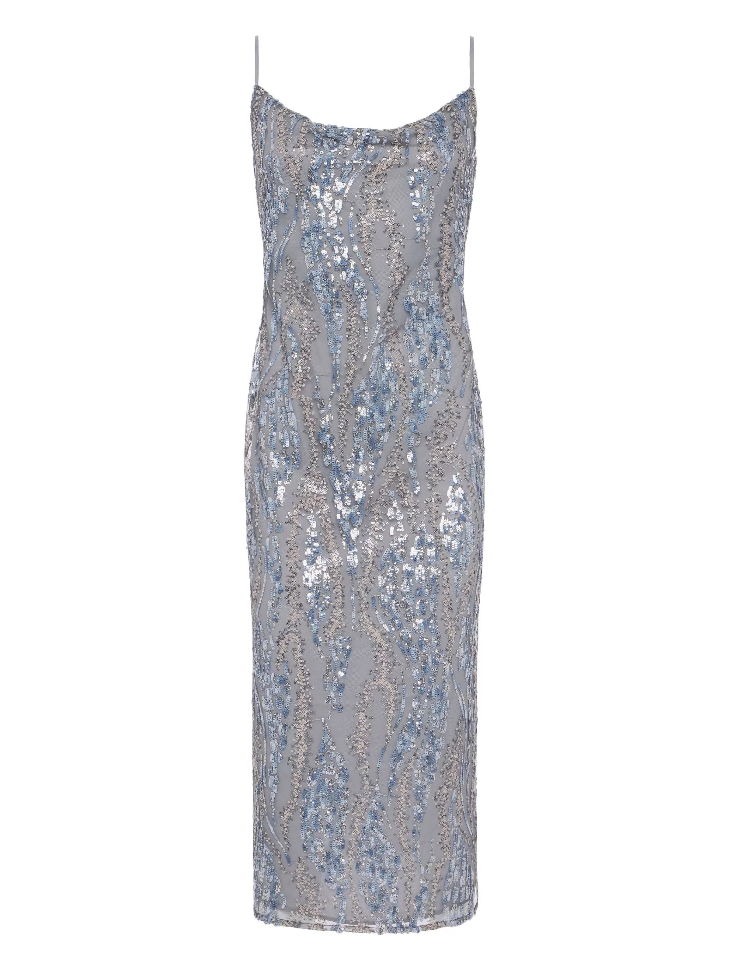 Fashion L'AGENCE Robe Nuisette A Sequins Achilles Paillettes Abstraites Argent/Bleu