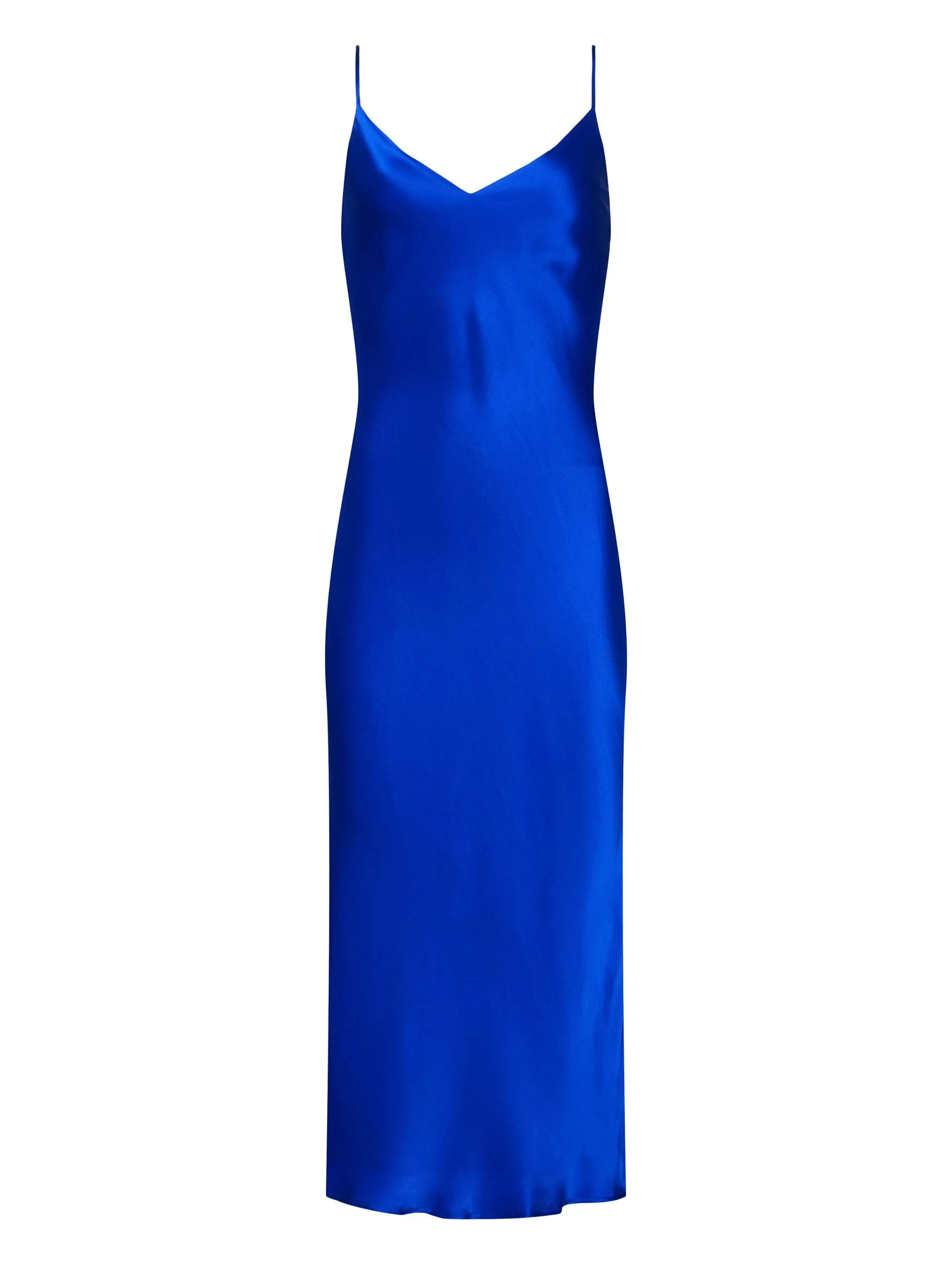 Store L'AGENCE Robe Nuisette En Soie Seridie Pop Cobalt