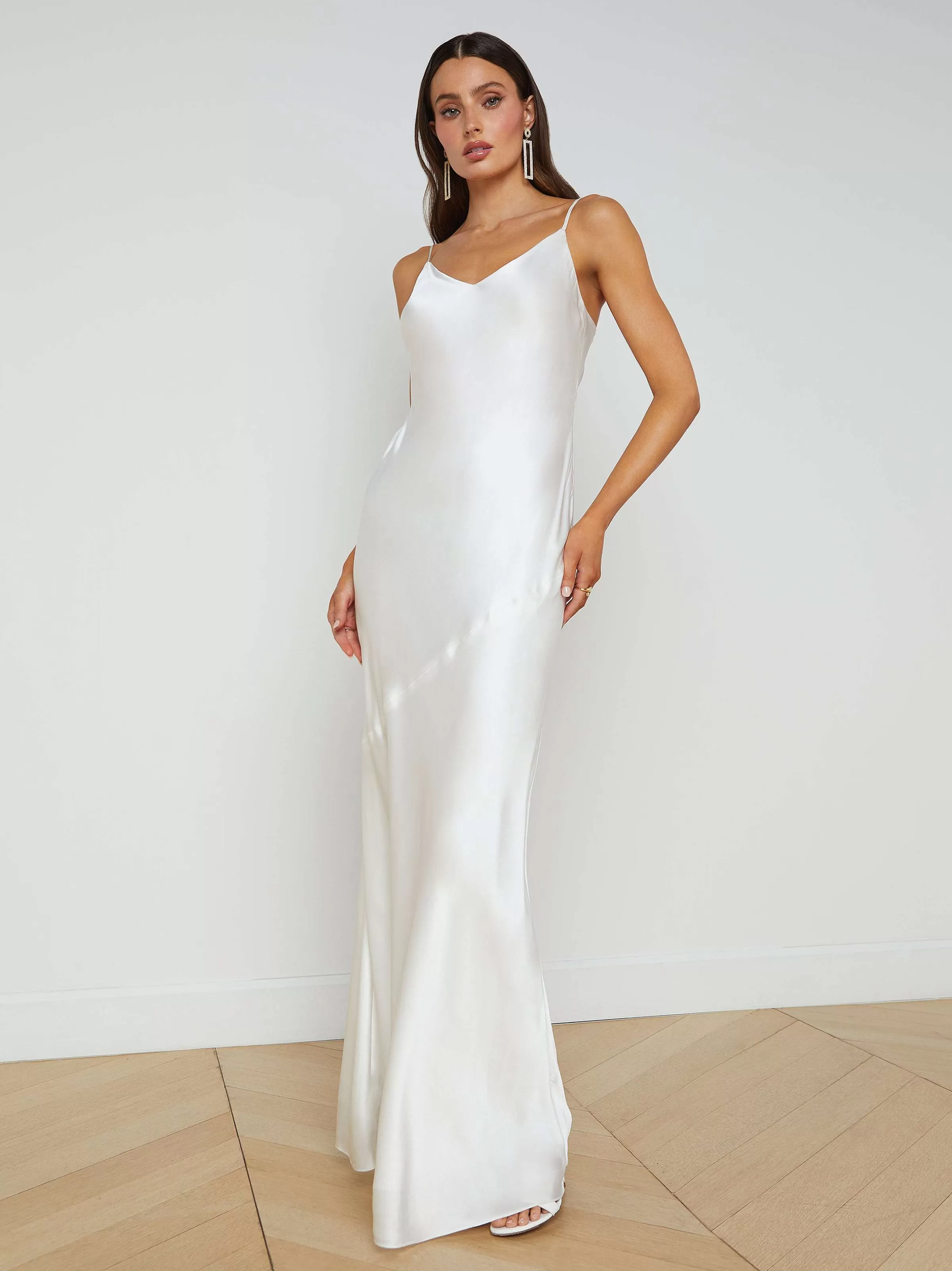 Best Sale L'AGENCE Robe Nuisette En Soie Serita Blanc