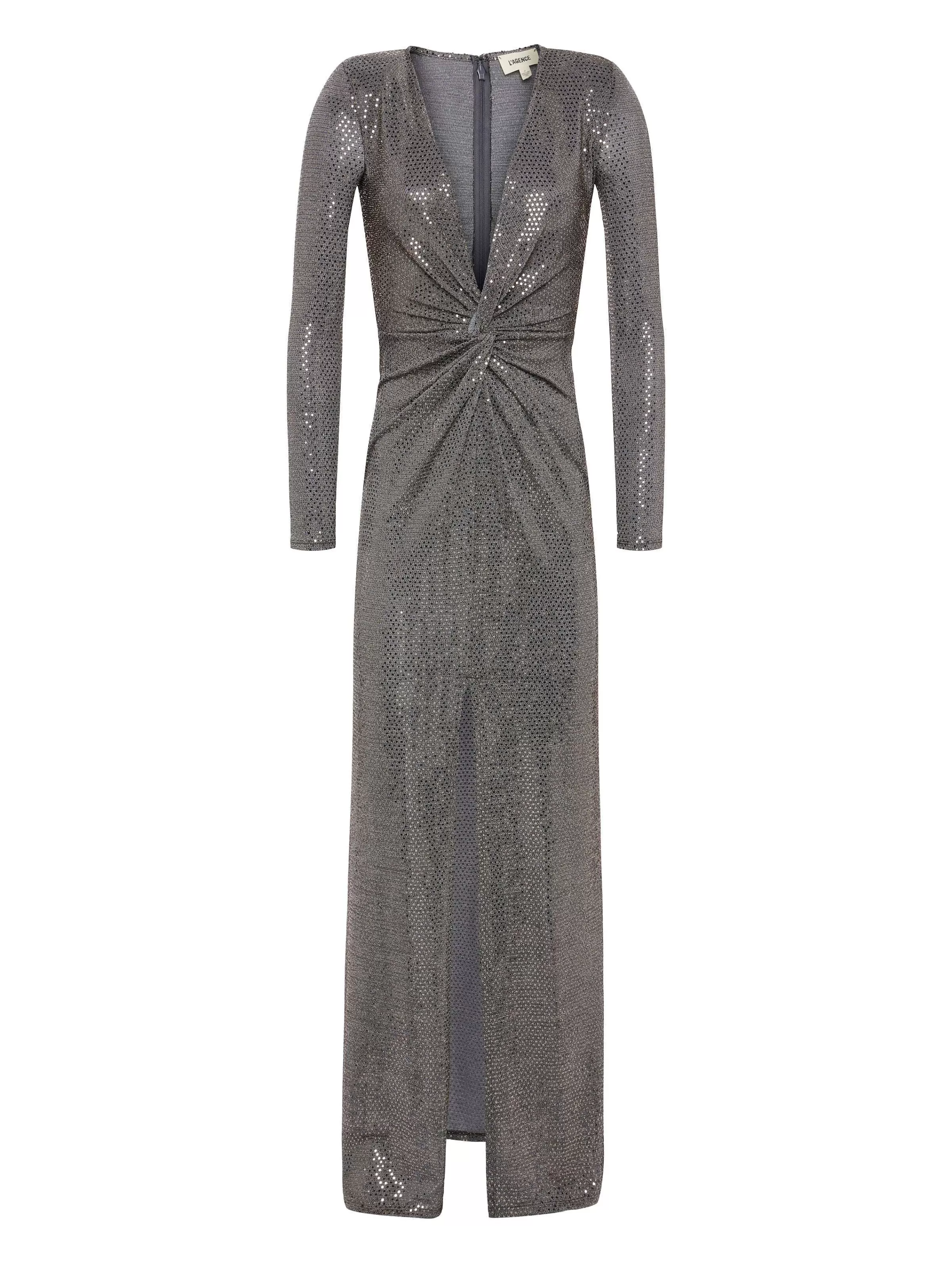 Online L'AGENCE Robe Torsadee Sur Le Devant A Sequins Rosetta Gris/Or