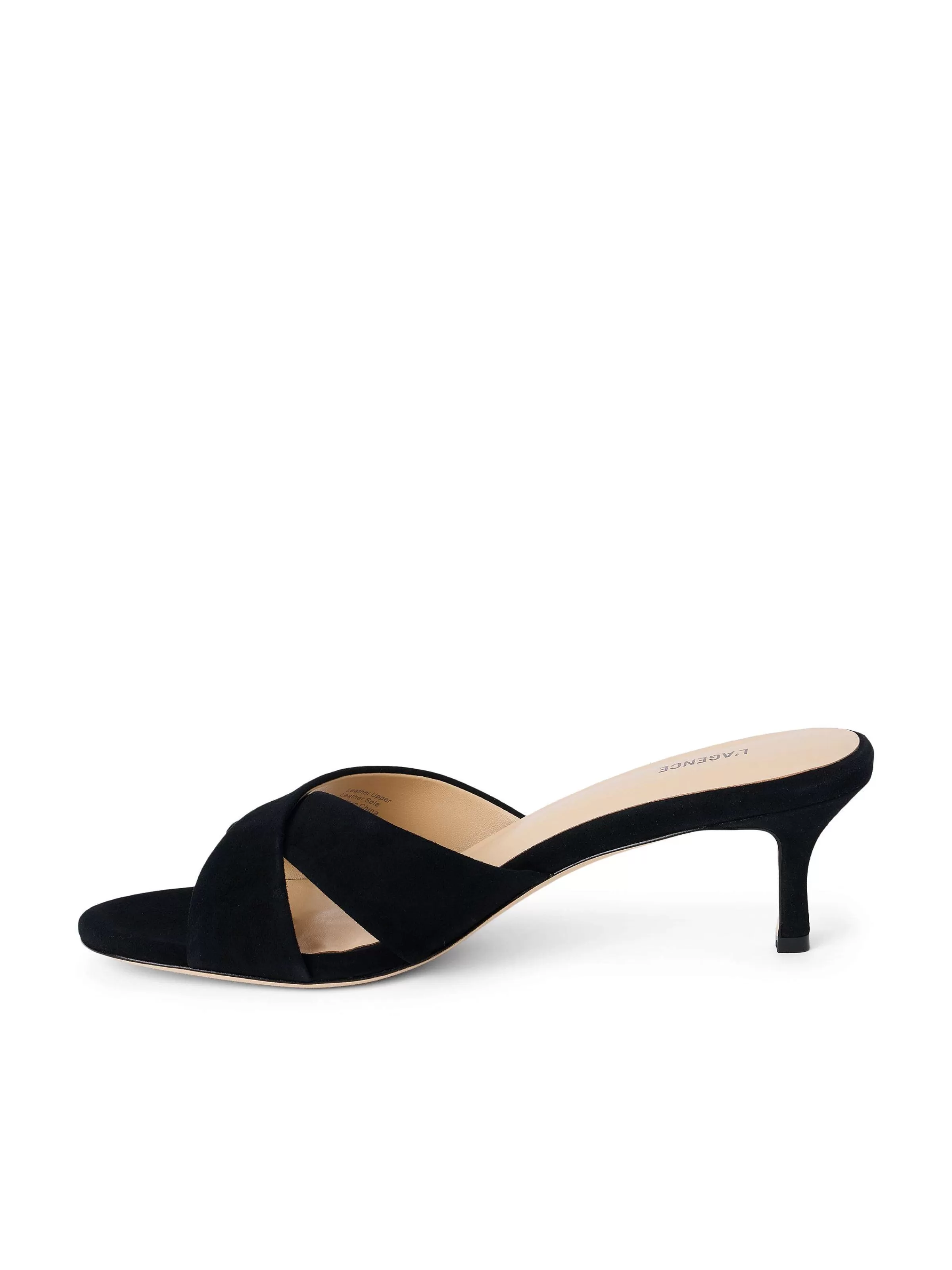 Shop L'AGENCE Sandale A Petit Talon Aveline Suede Noir