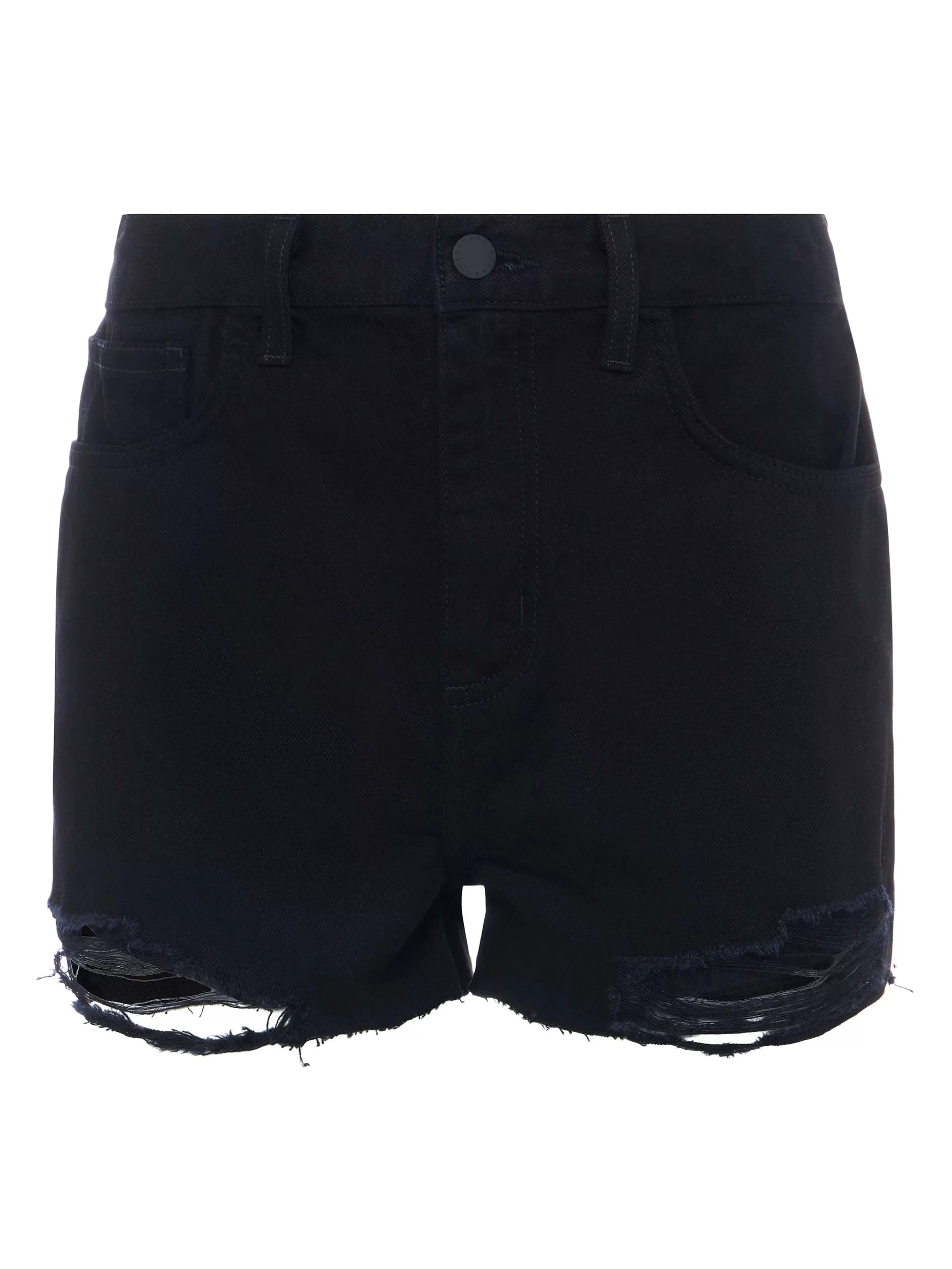 Shop L'AGENCE Short En Jean Effet Vieilli Clark Noir Destruct