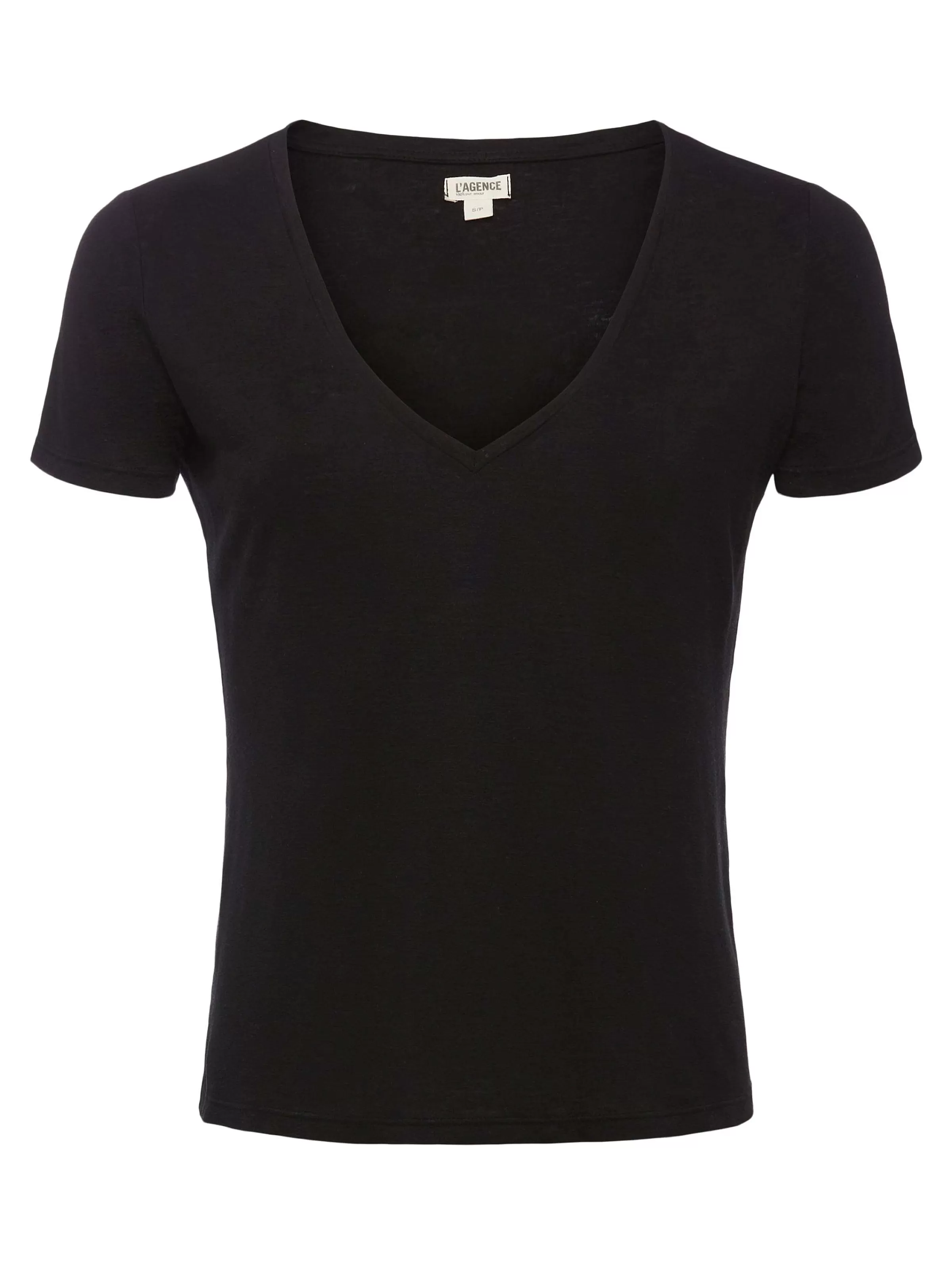 Store L'AGENCE T-Shirt A Col En V Daijia Noir