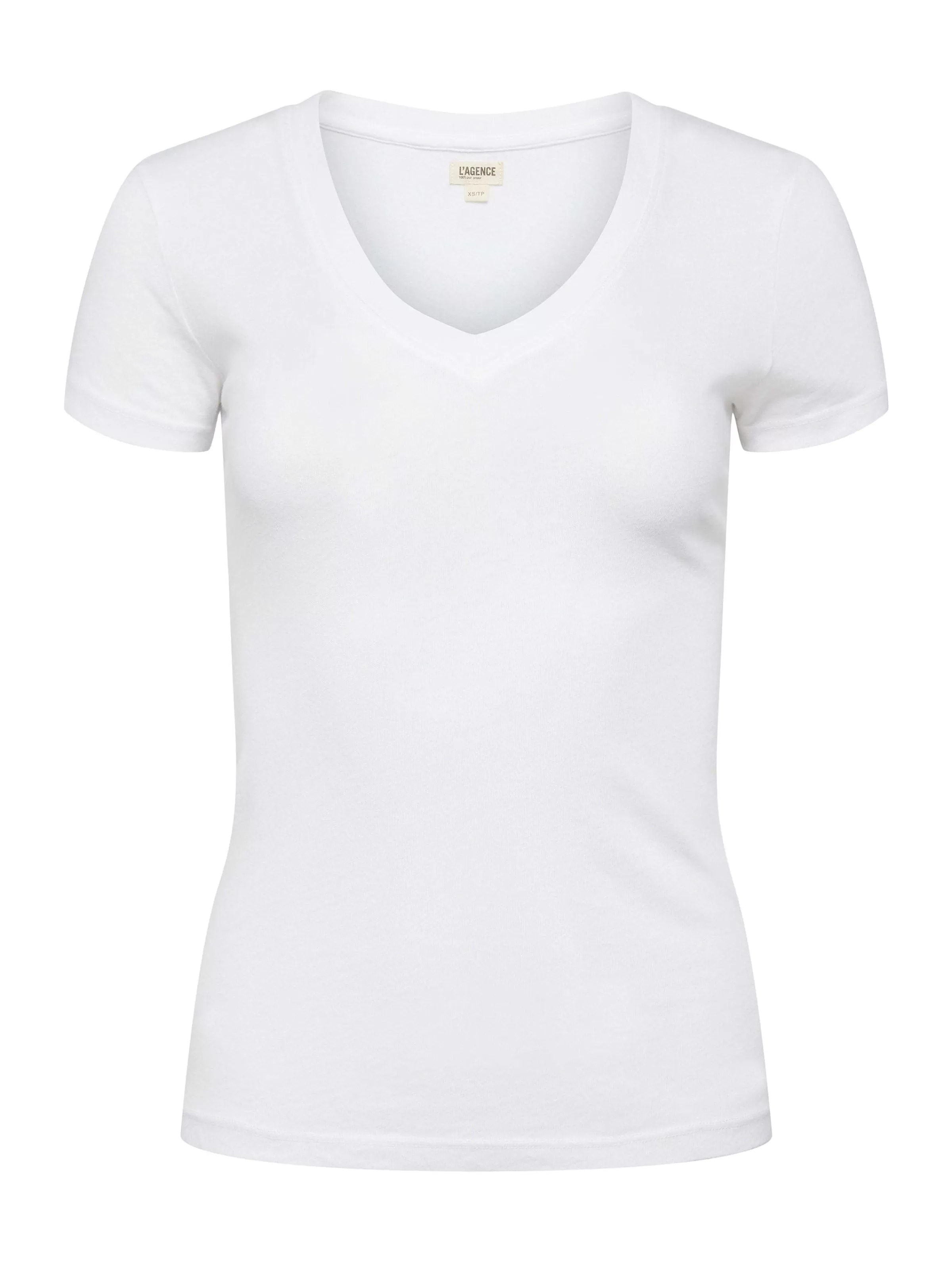 Sale L'AGENCE T-Shirt A Col En V En Coton Becca Blanc