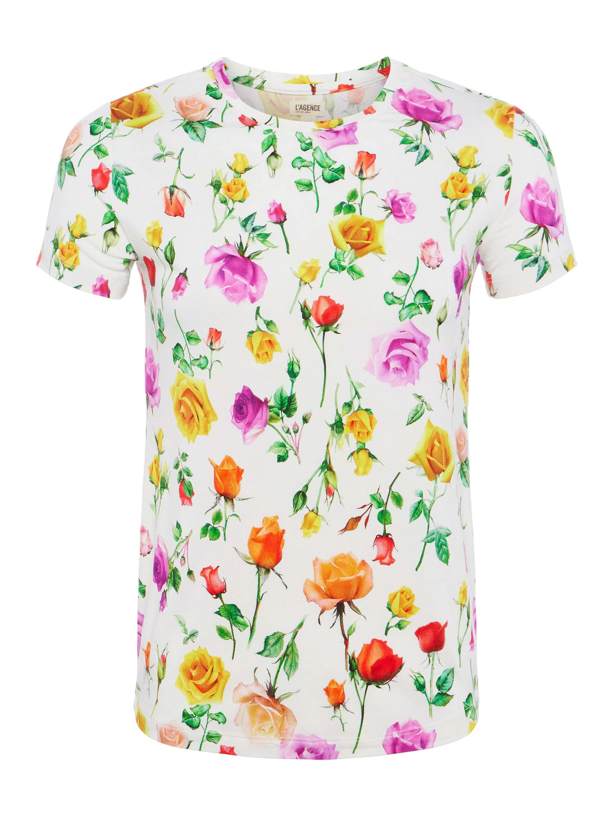 Online L'AGENCE T-Shirt Ajuste Ressi Rose Blanche Multi-Melange