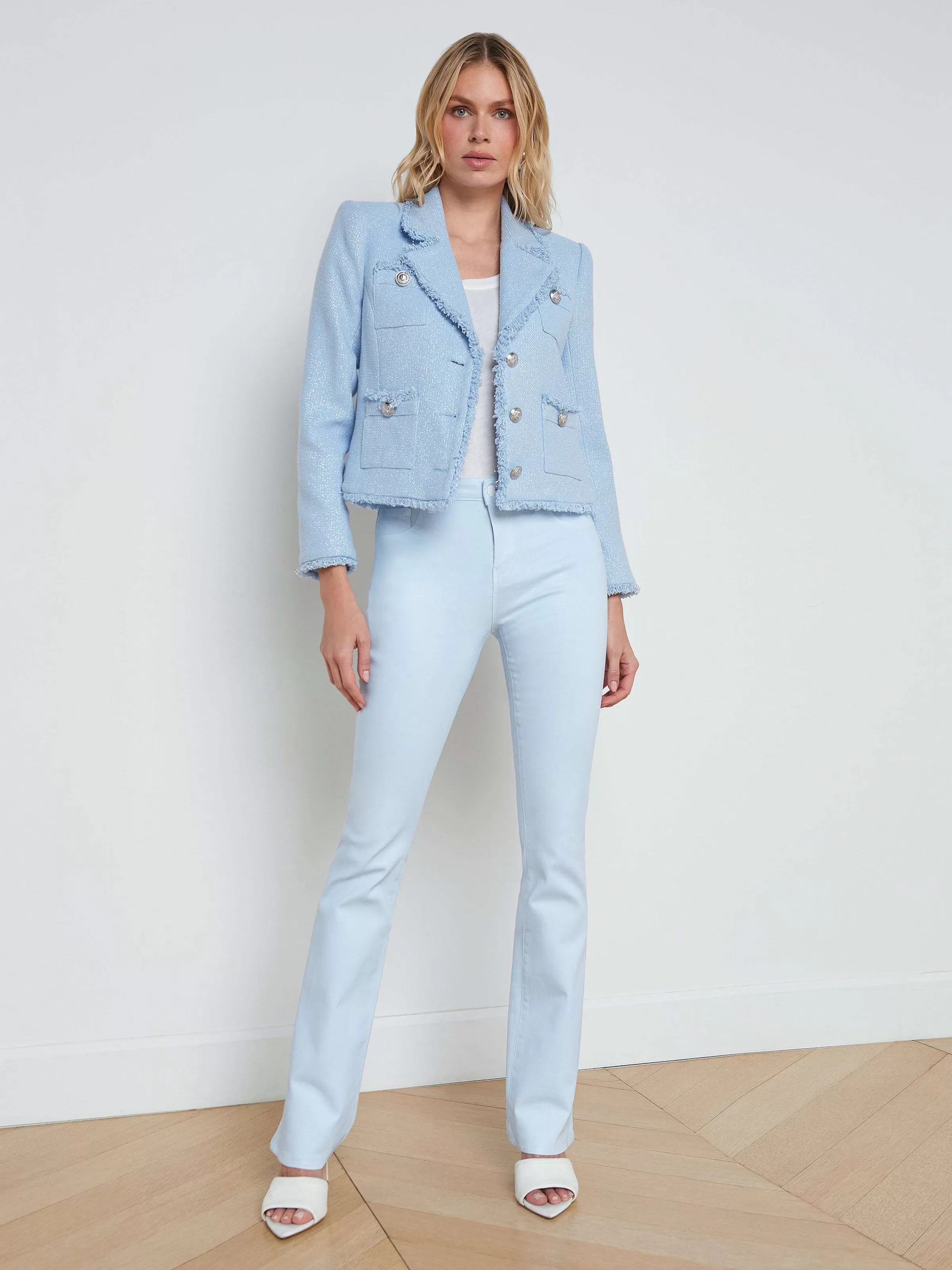 Online L'AGENCE Veste A Col Sylvia Argent Bleu Pale