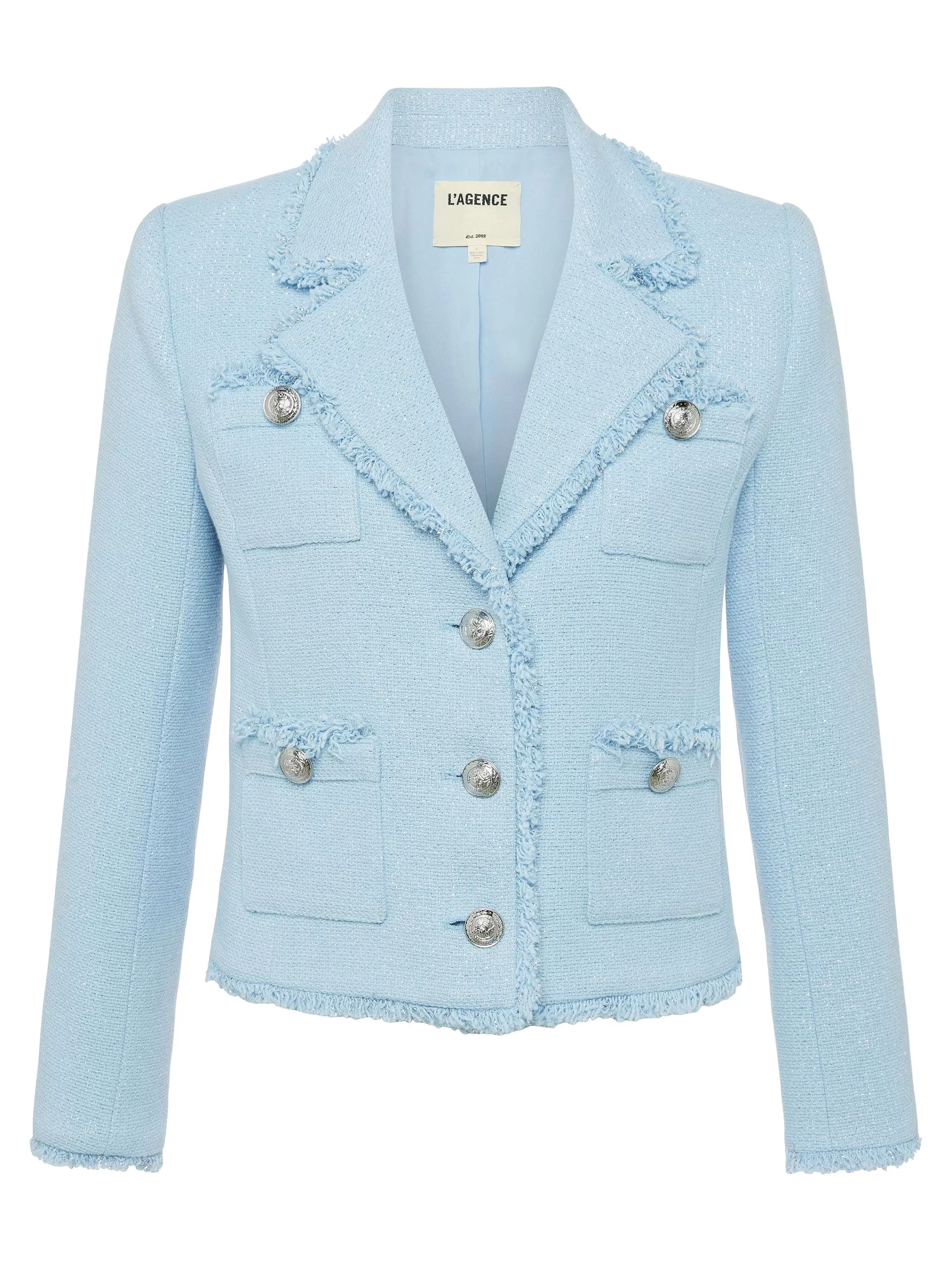 Online L'AGENCE Veste A Col Sylvia Argent Bleu Pale