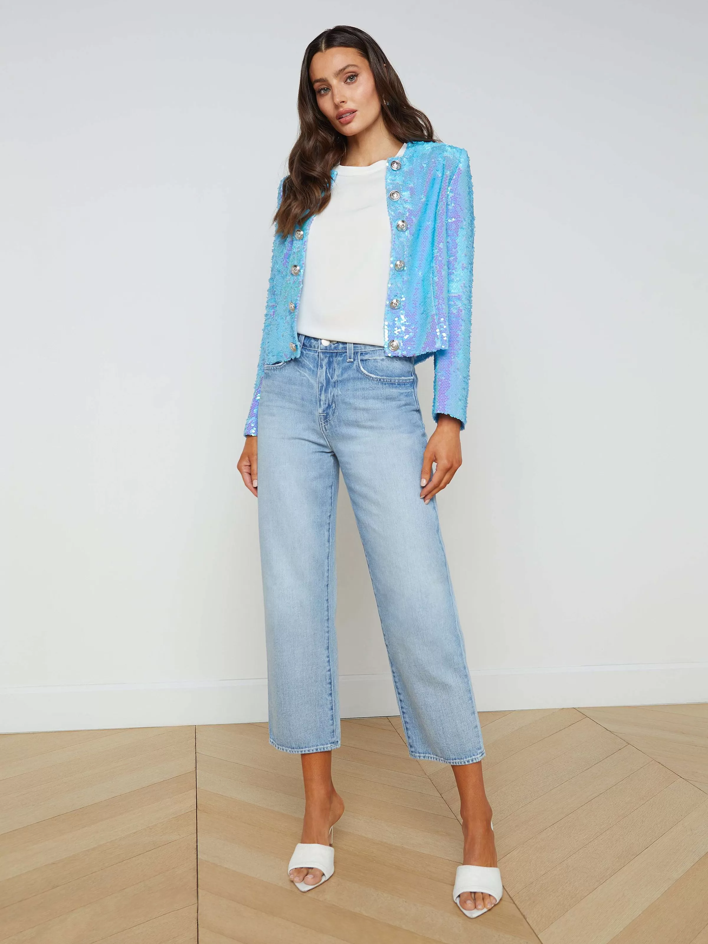 Sale L'AGENCE Veste A Sequins Cerise Nuage Bleu